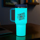 Gobelet en acier inoxydable bleu pastel à argent phosphorescent avec poignée amovible (1,18 L)