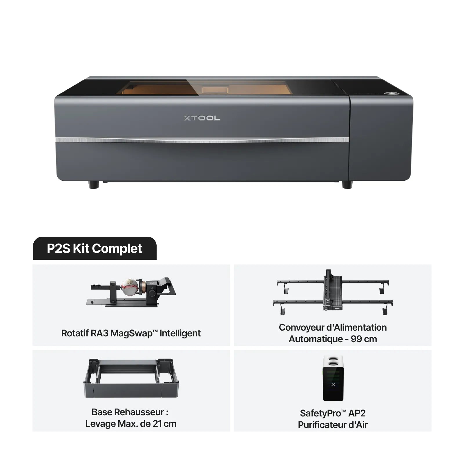 xTool P2S - Découpeur Laser CO2 de Bureau Polyvalent et Intelligent de 55W
