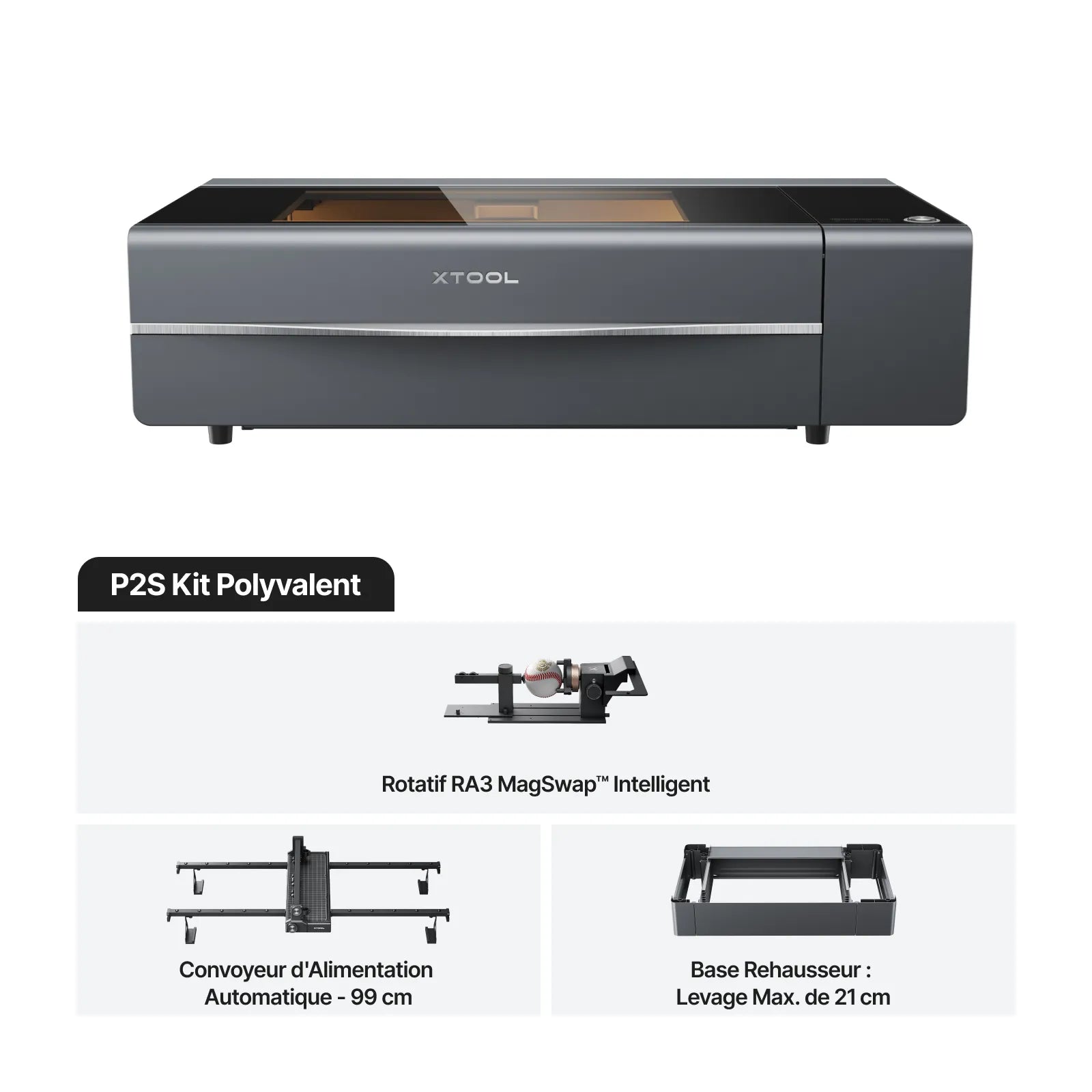 xTool P2S - Découpeur Laser CO2 de Bureau Polyvalent et Intelligent de 55W
