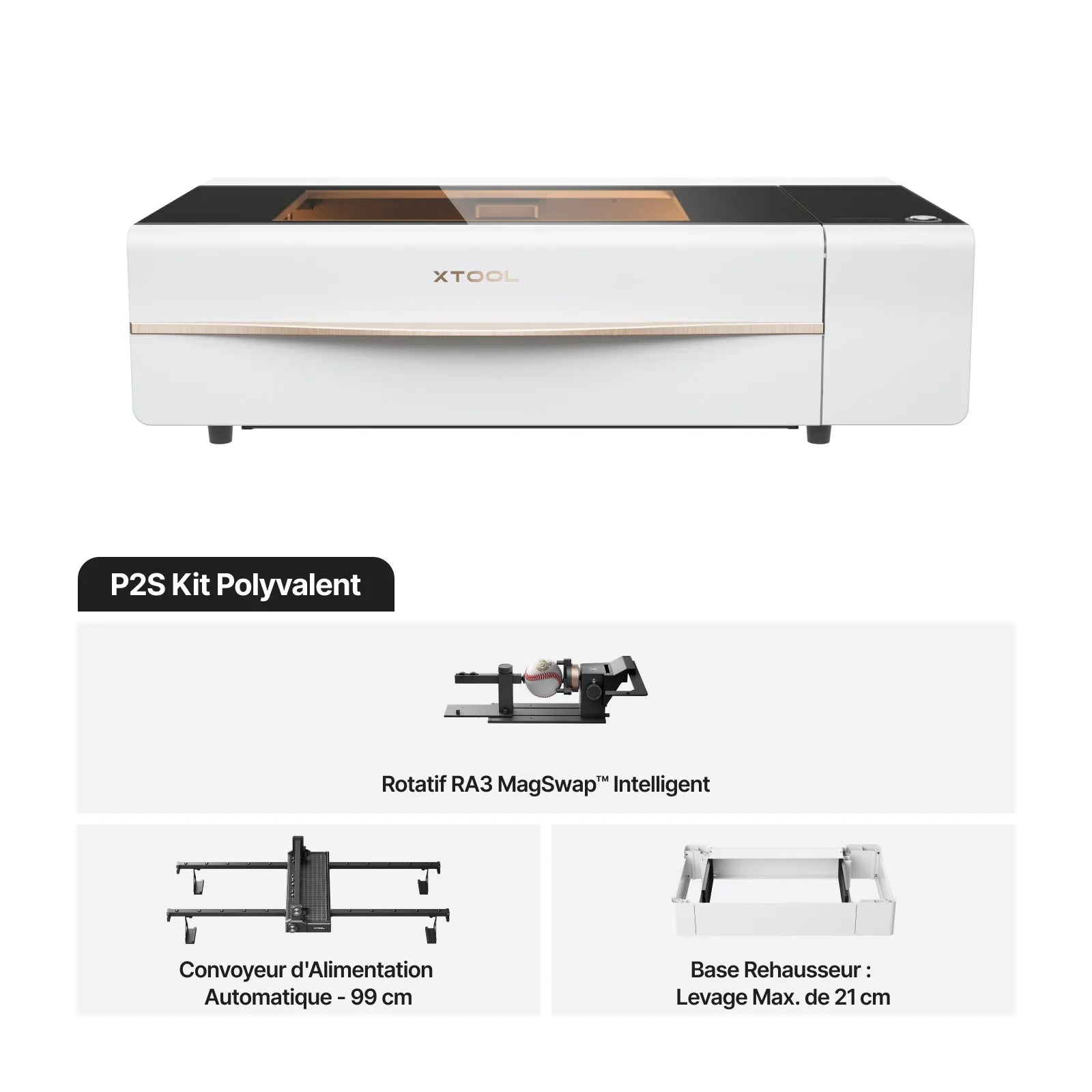xTool P2S - Découpeur Laser CO2 de Bureau Polyvalent et Intelligent de 55W