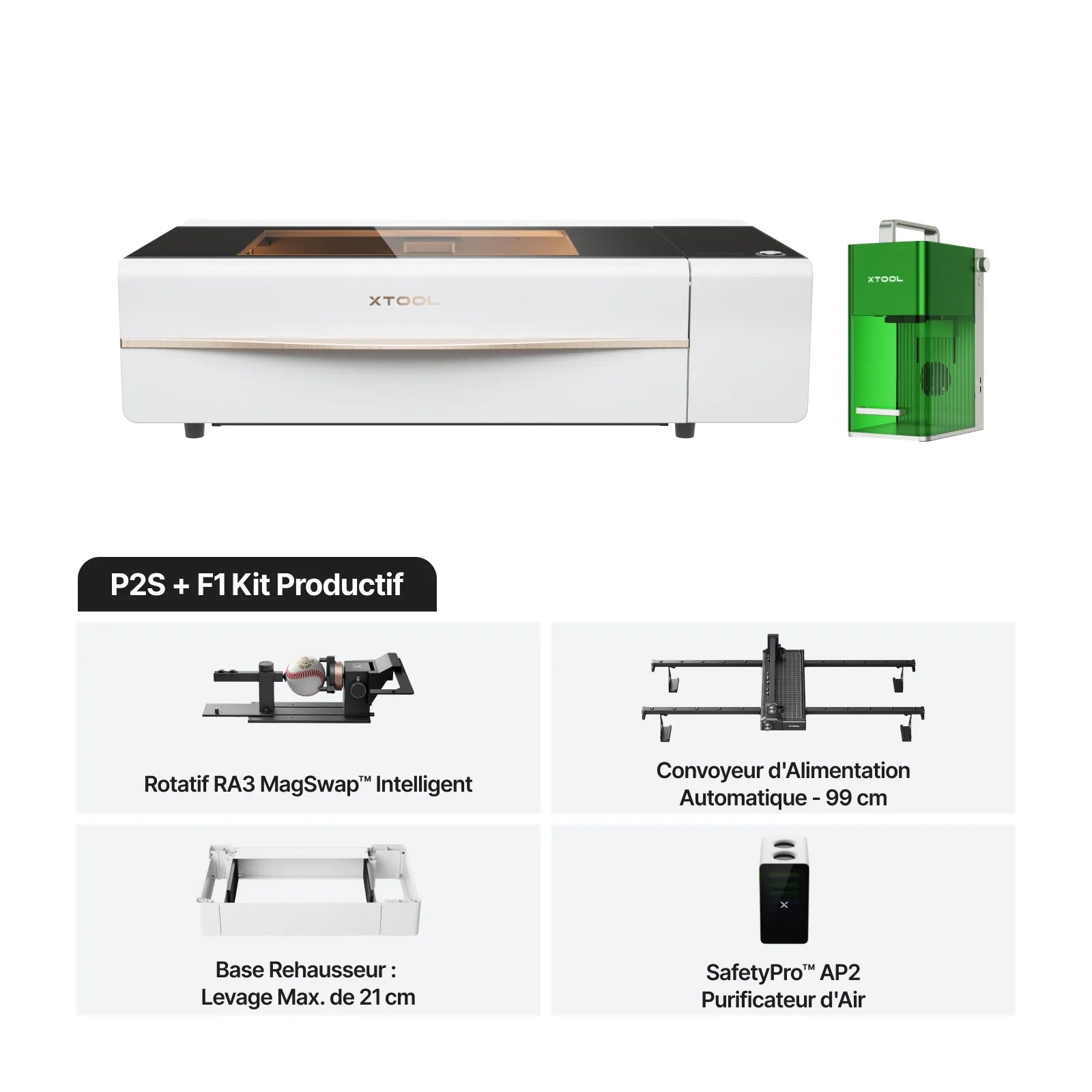 xTool P2S - Découpeur Laser CO2 de Bureau Polyvalent et Intelligent de 55W