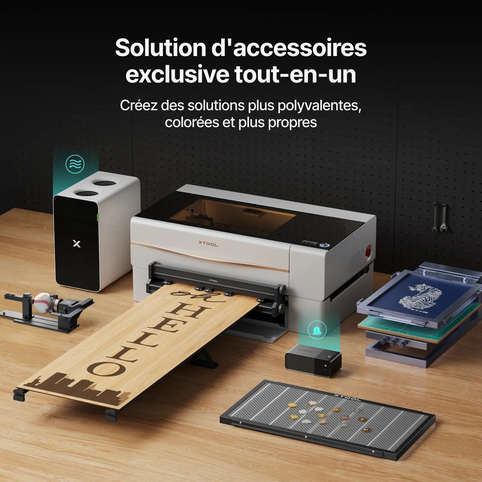 xTool P2S - Découpeur Laser CO2 de Bureau Polyvalent et Intelligent de 55W