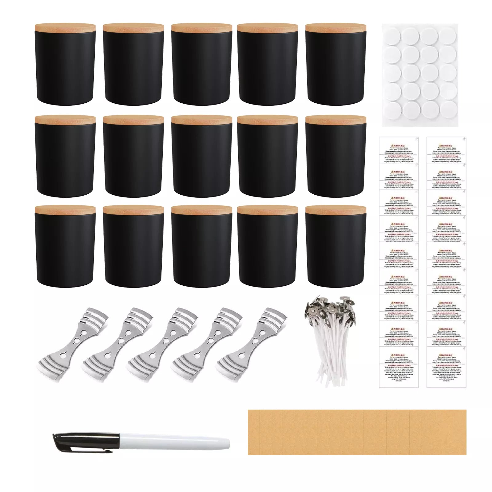 Kit de 15 pots à bougie givrés de 7 onces avec kits de fabrication