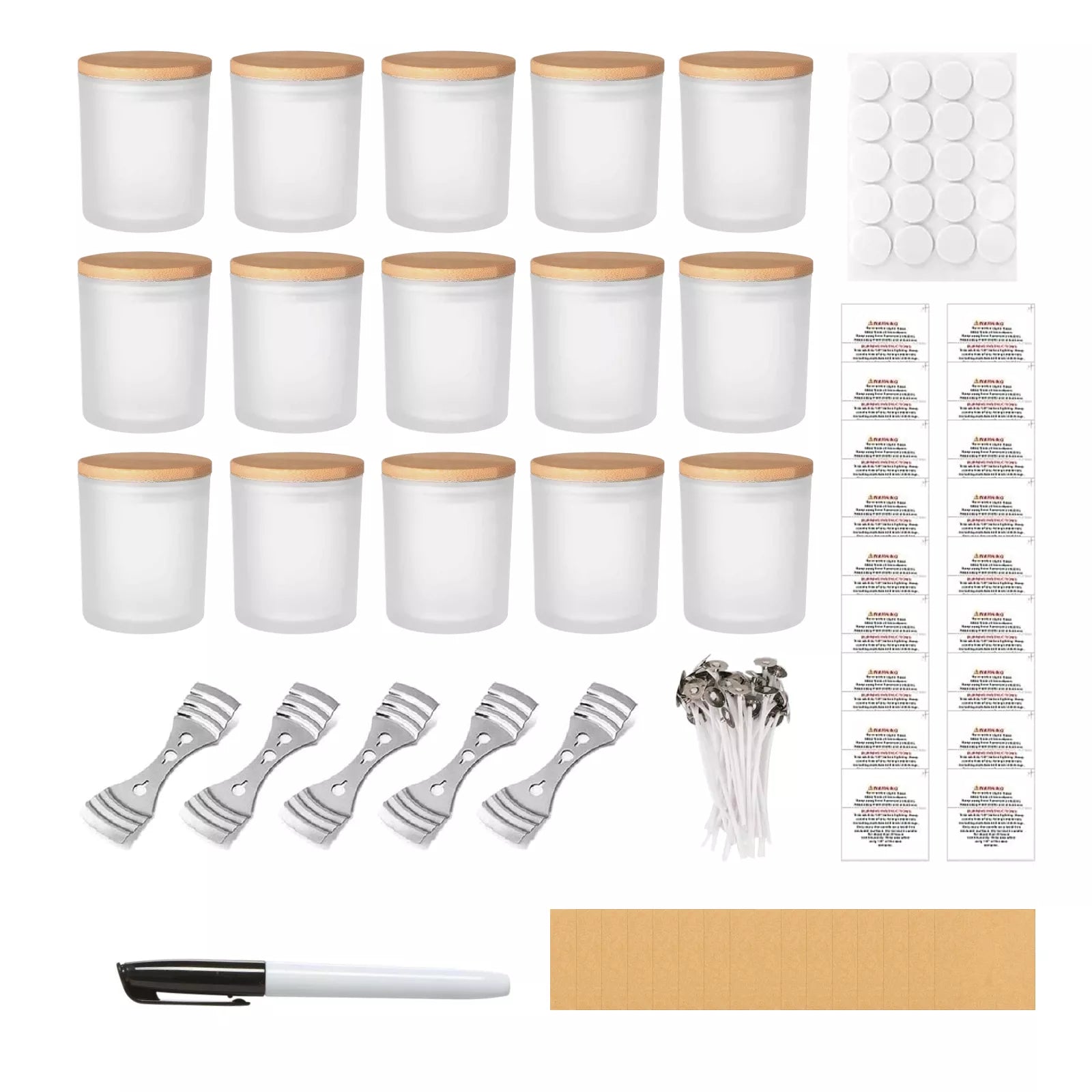 Kit de 15 pots à bougie givrés de 7 onces avec kits de fabrication
