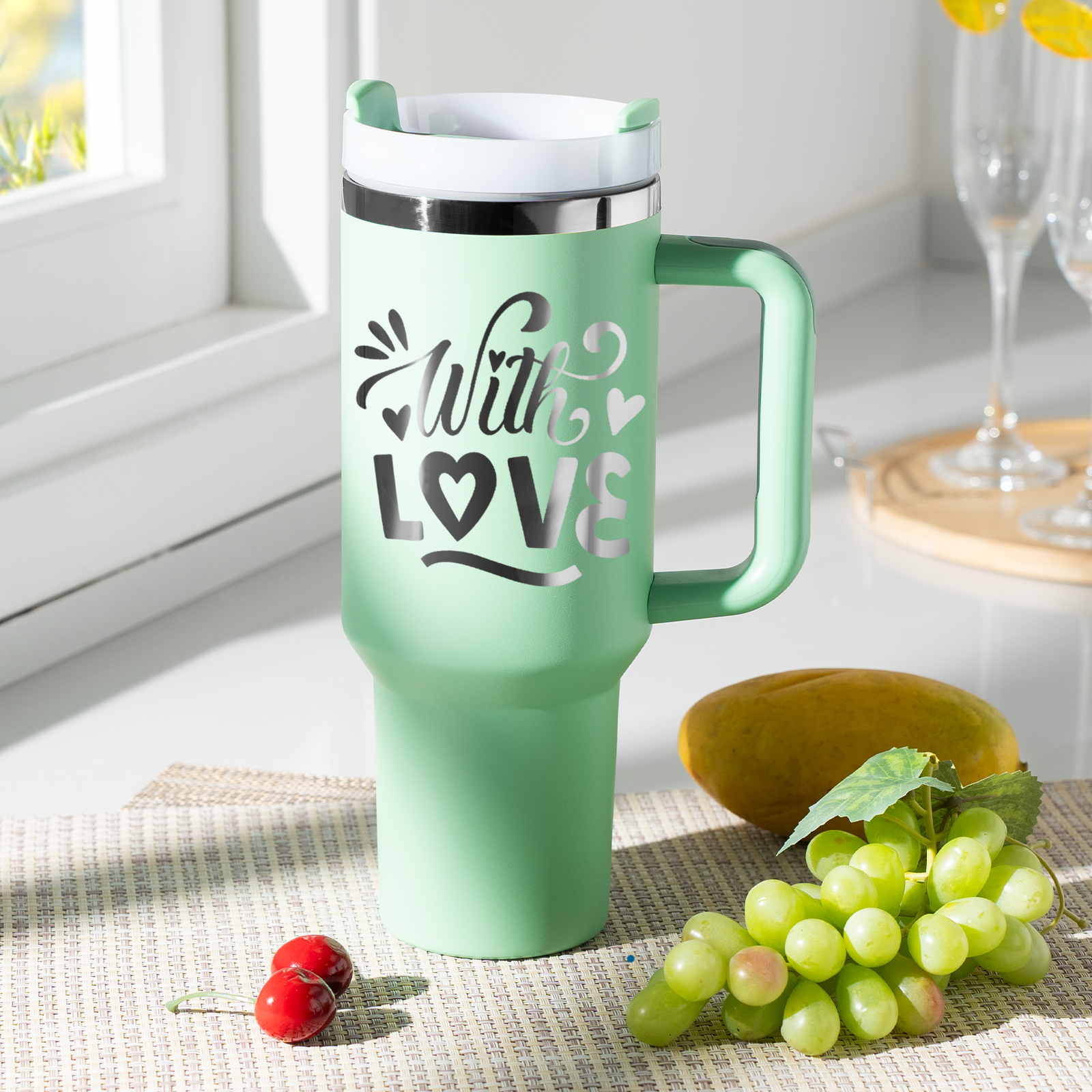 Gobelet en acier inoxydable de 40oz avec poignée amovible