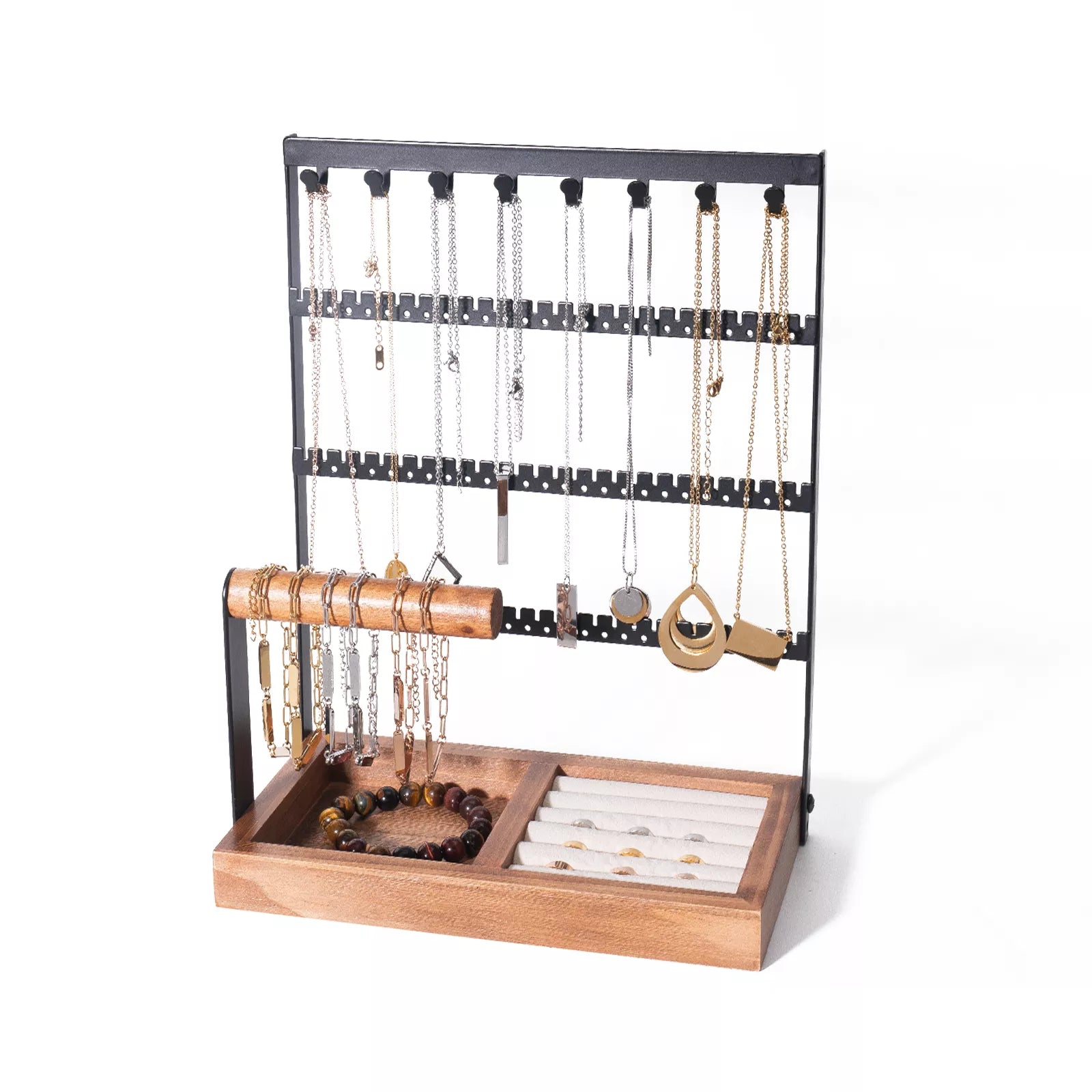 Présentoir à Bijoux Buste Élégant Résine Noir | Support Colliers Boucles D'Oreilles