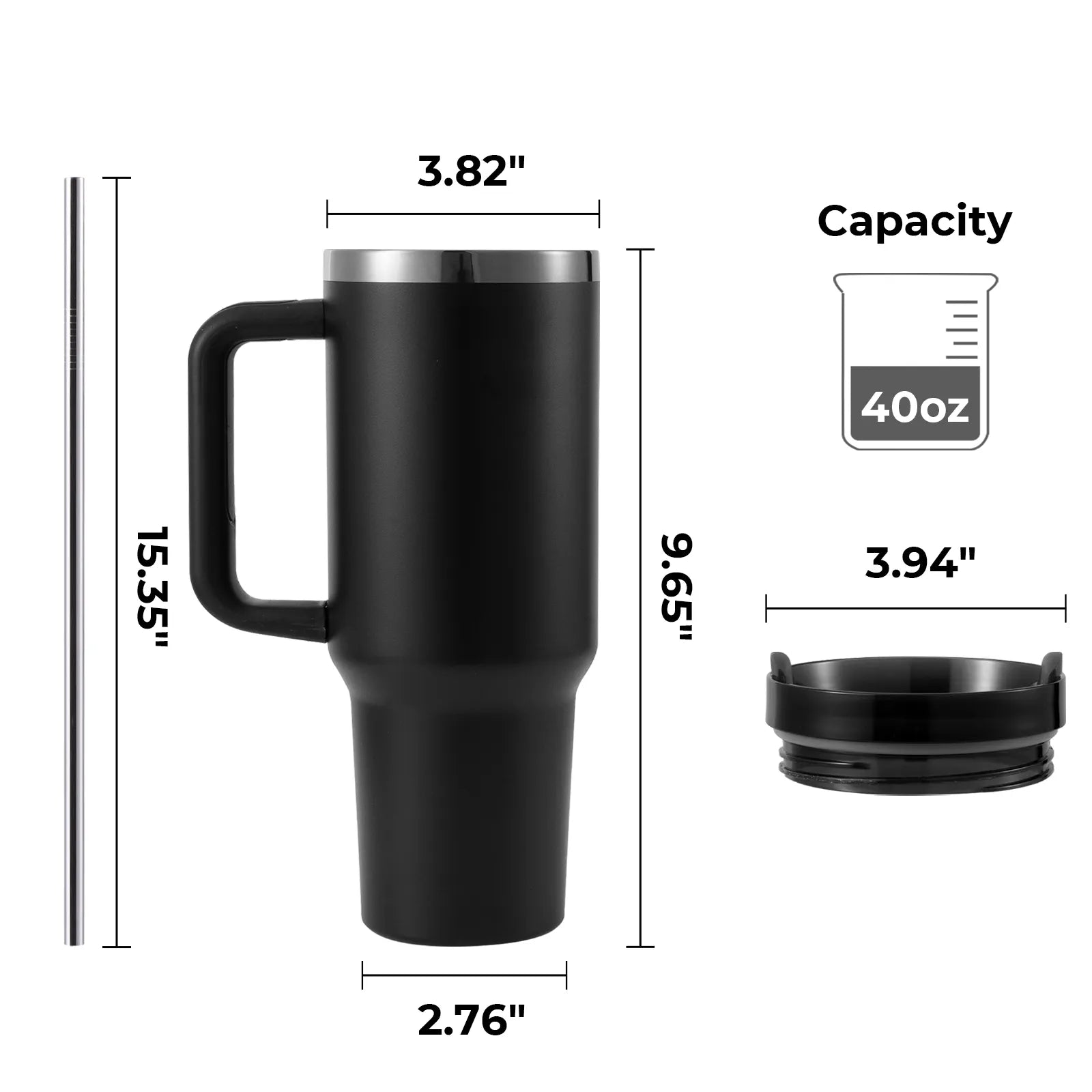 Gobelet en acier inoxydable vert à irisé avec poignée amovible (1,18 L)