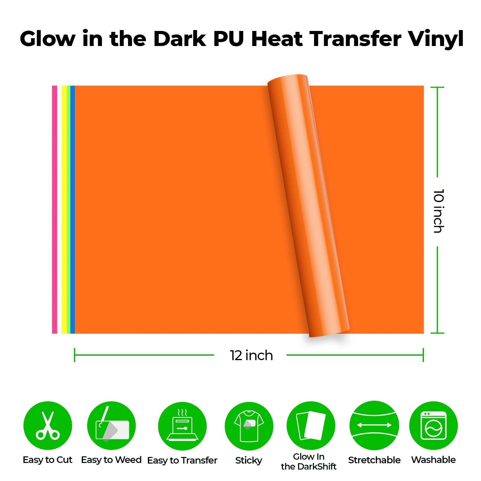 Vinyle thermocollant PU phosphorescent (20pcs) – compatible avec les lasers