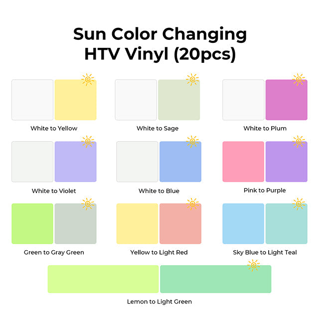 Vinyle Thermocollant Changeant de Couleur au Soleil (20pcs)