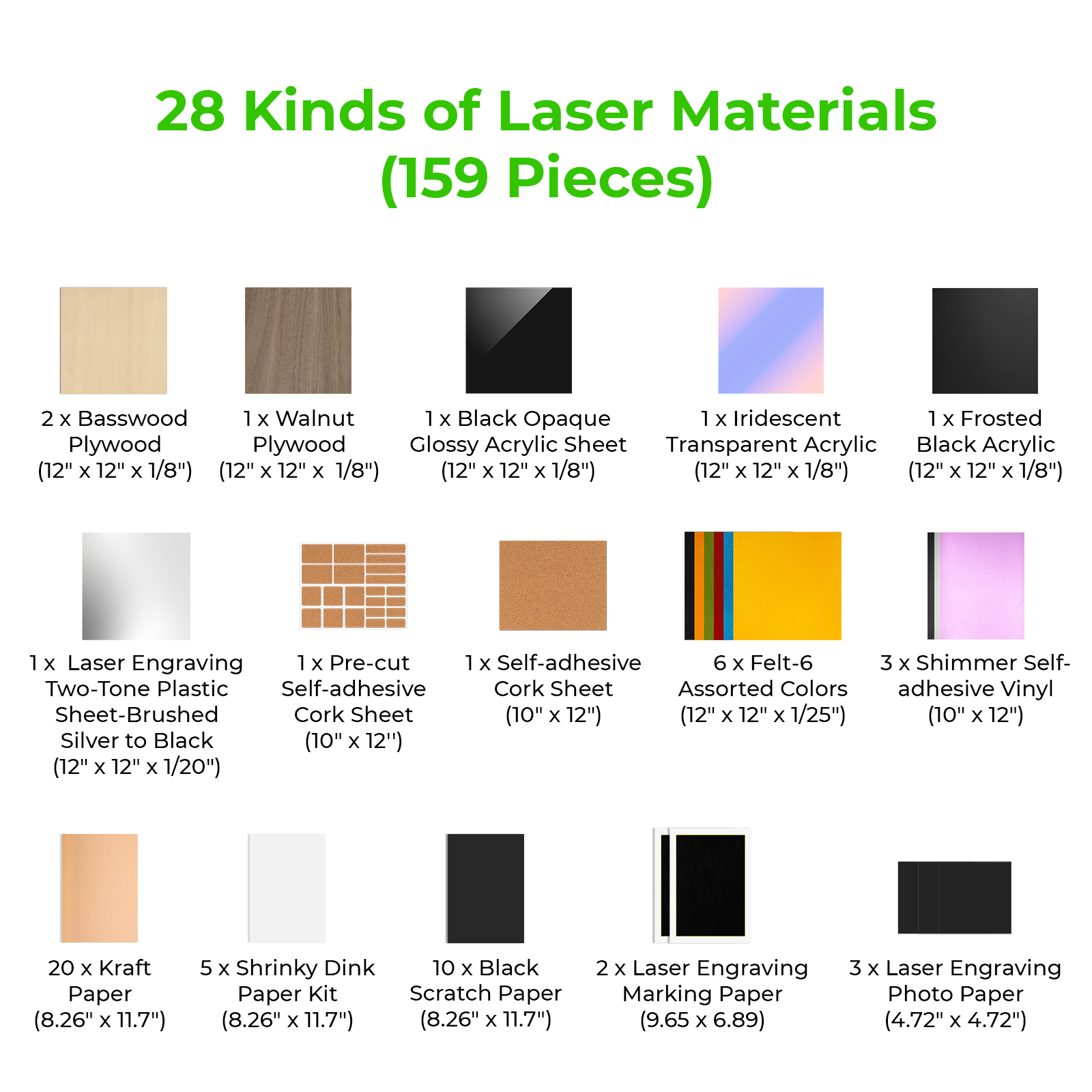 Kit Ultime de Matériaux pour Laser (159 pièces)