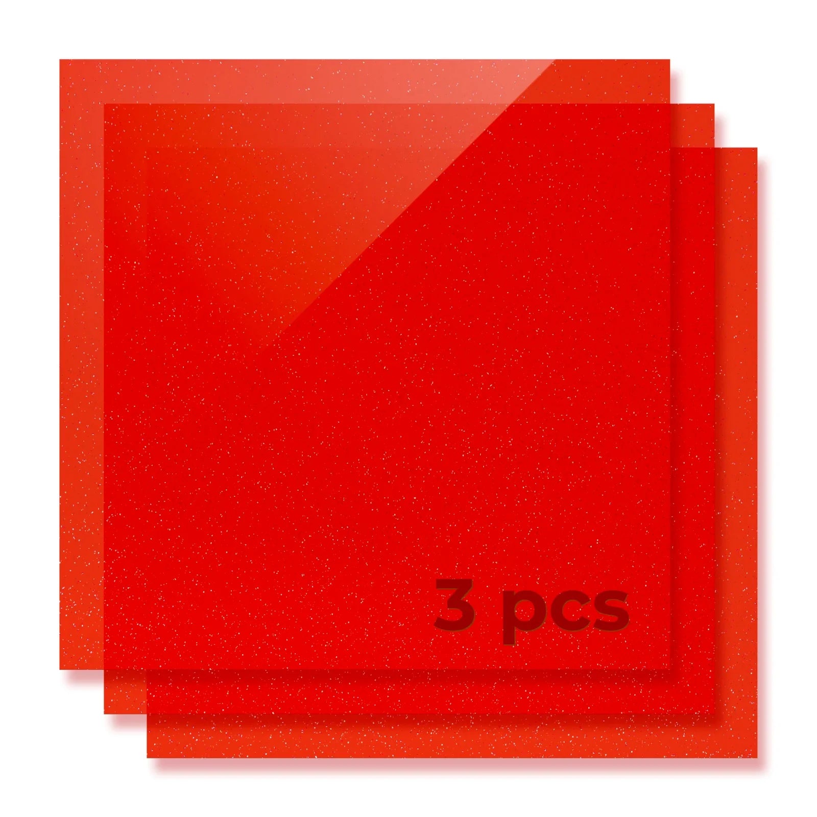 Feuille acrylique translucide rouge pailletée brillante 1/8 (3 pièces)