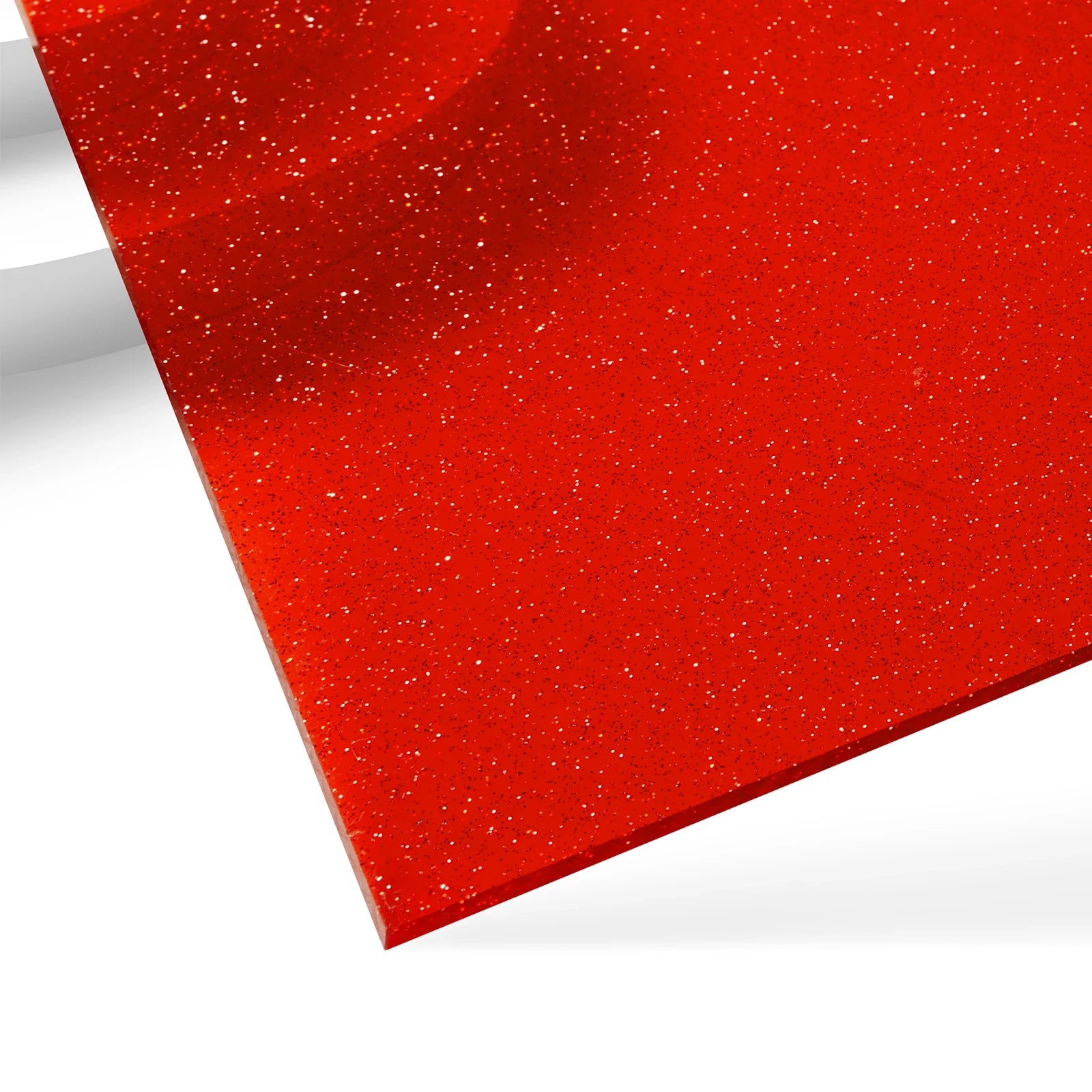 Feuille acrylique translucide rouge pailletée brillante 1/8 (3 pièces)