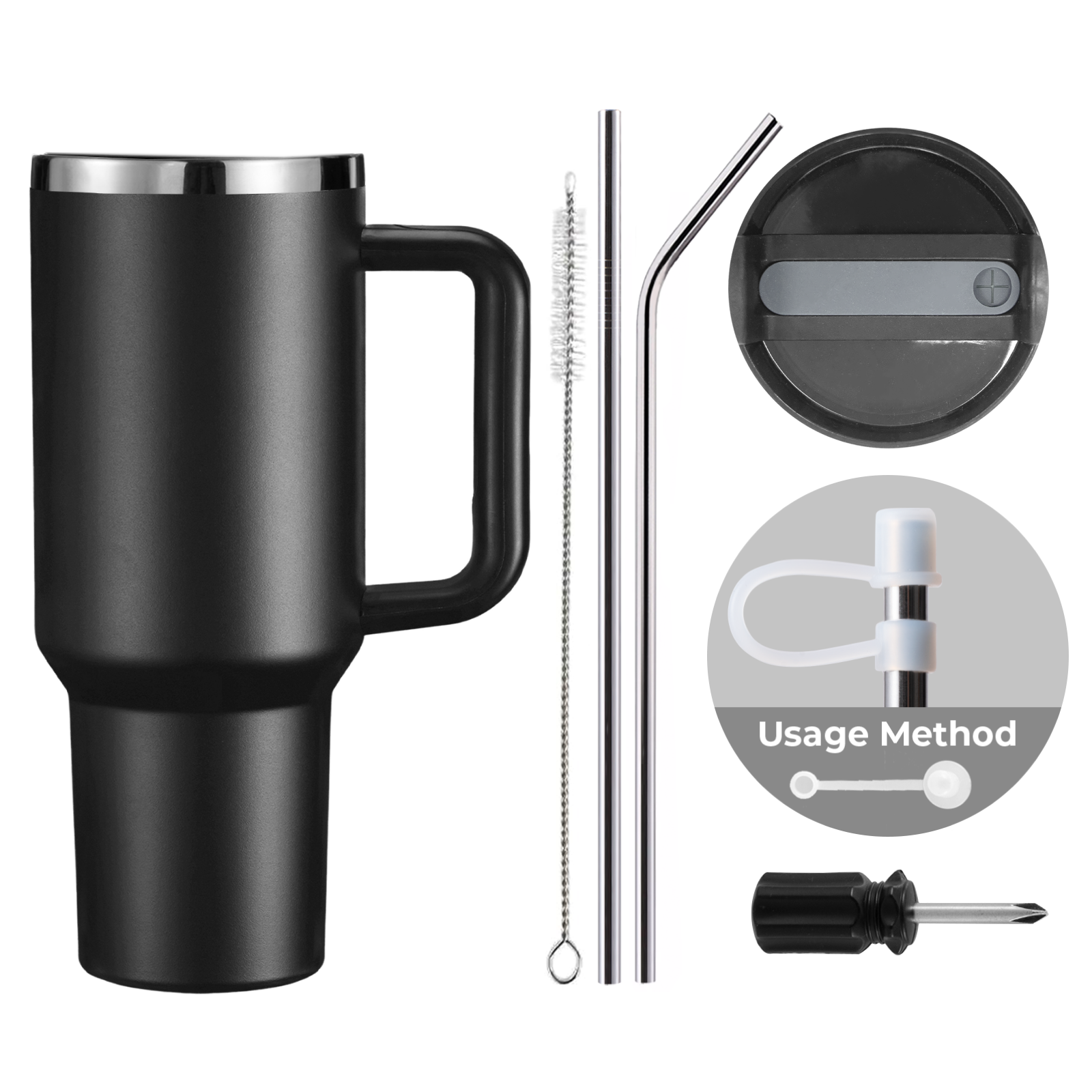 Gobelet en acier inoxydable de 40oz avec poignée amovible