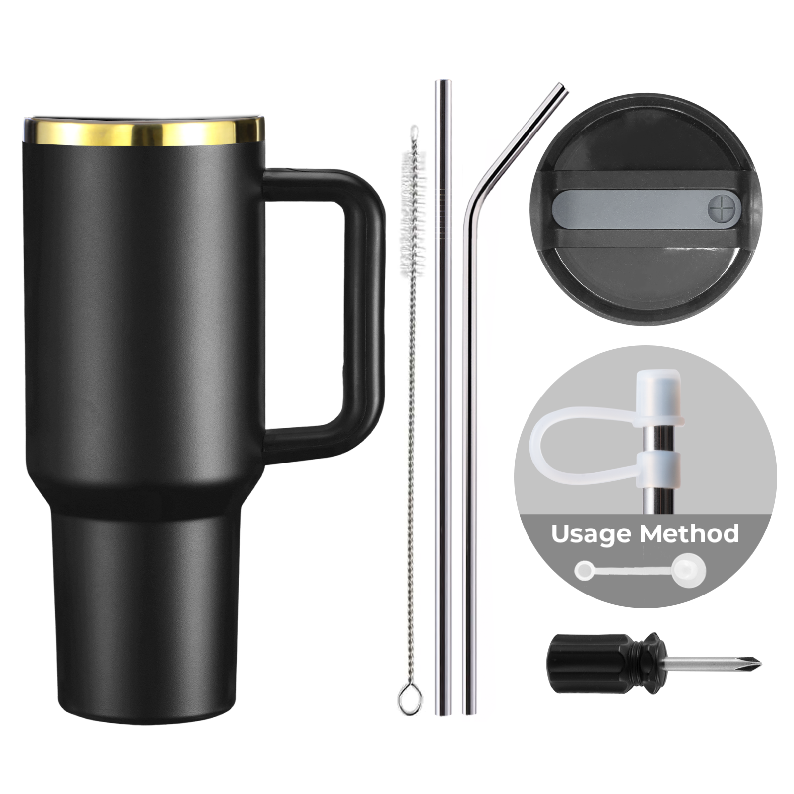 Gobelet en acier inoxydable de 40oz avec poignée amovible