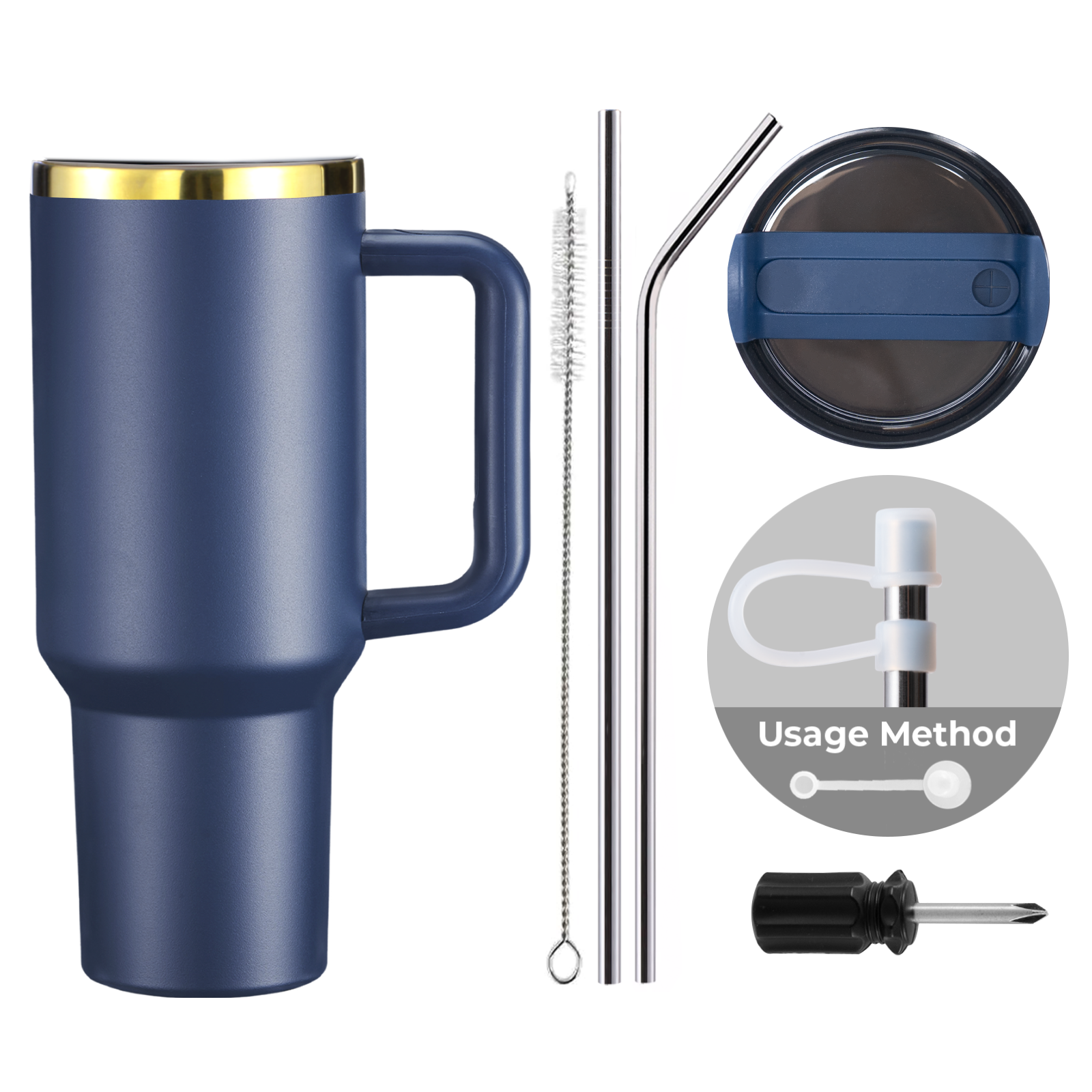 Gobelet en acier inoxydable de 40oz avec poignée amovible