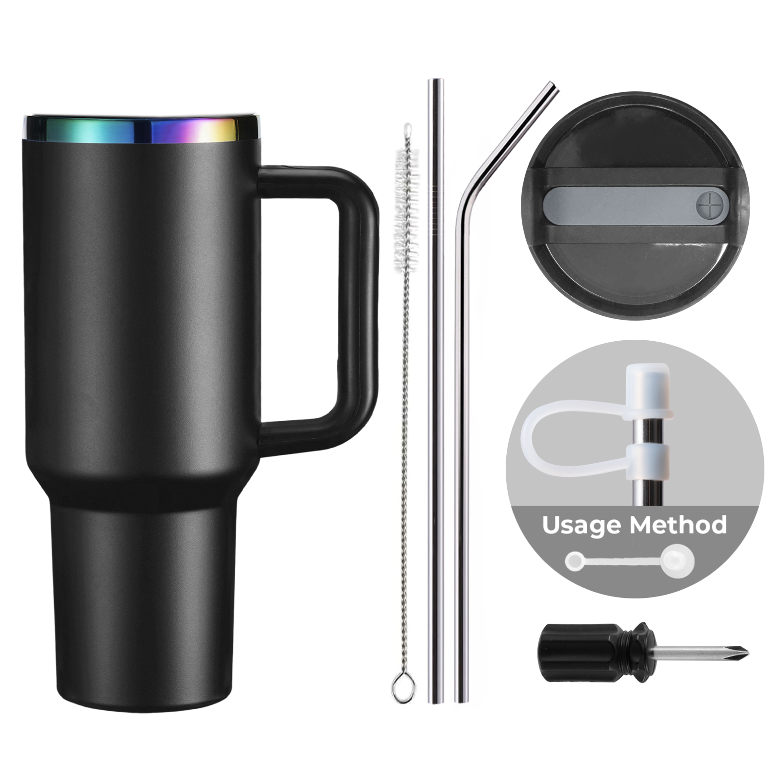 Gobelet en acier inoxydable de 40oz avec poignée amovible