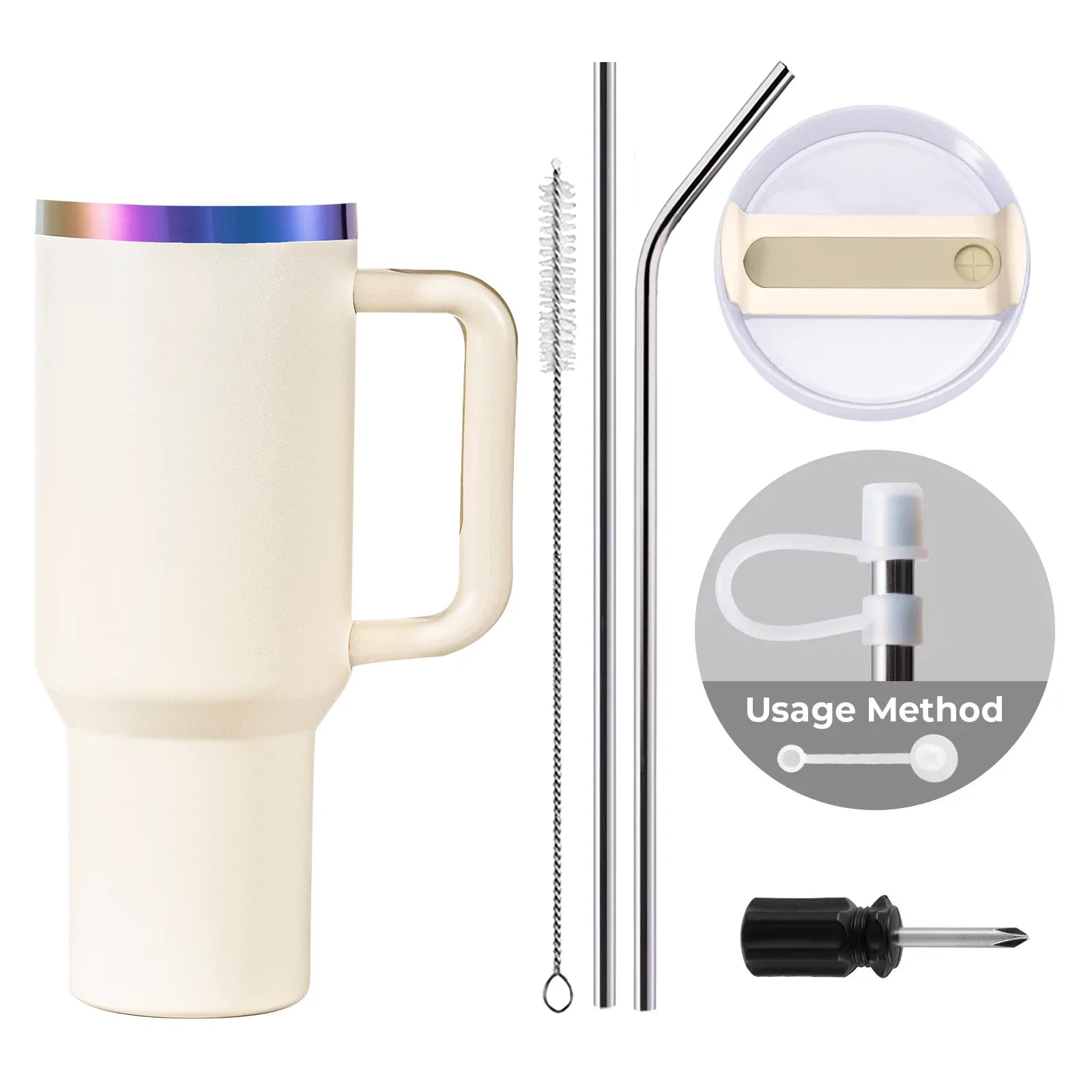 Gobelet en acier inoxydable de 40oz avec poignée amovible