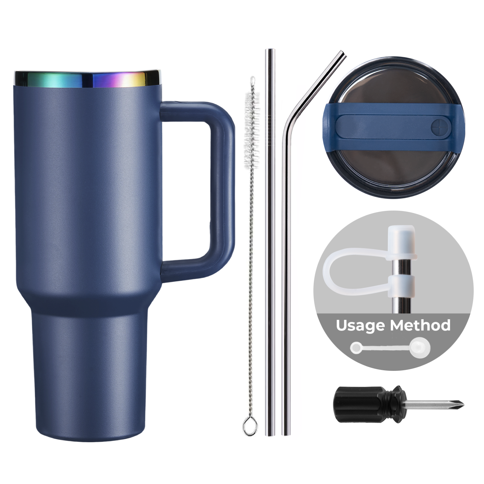 Gobelet en acier inoxydable de 40oz avec poignée amovible