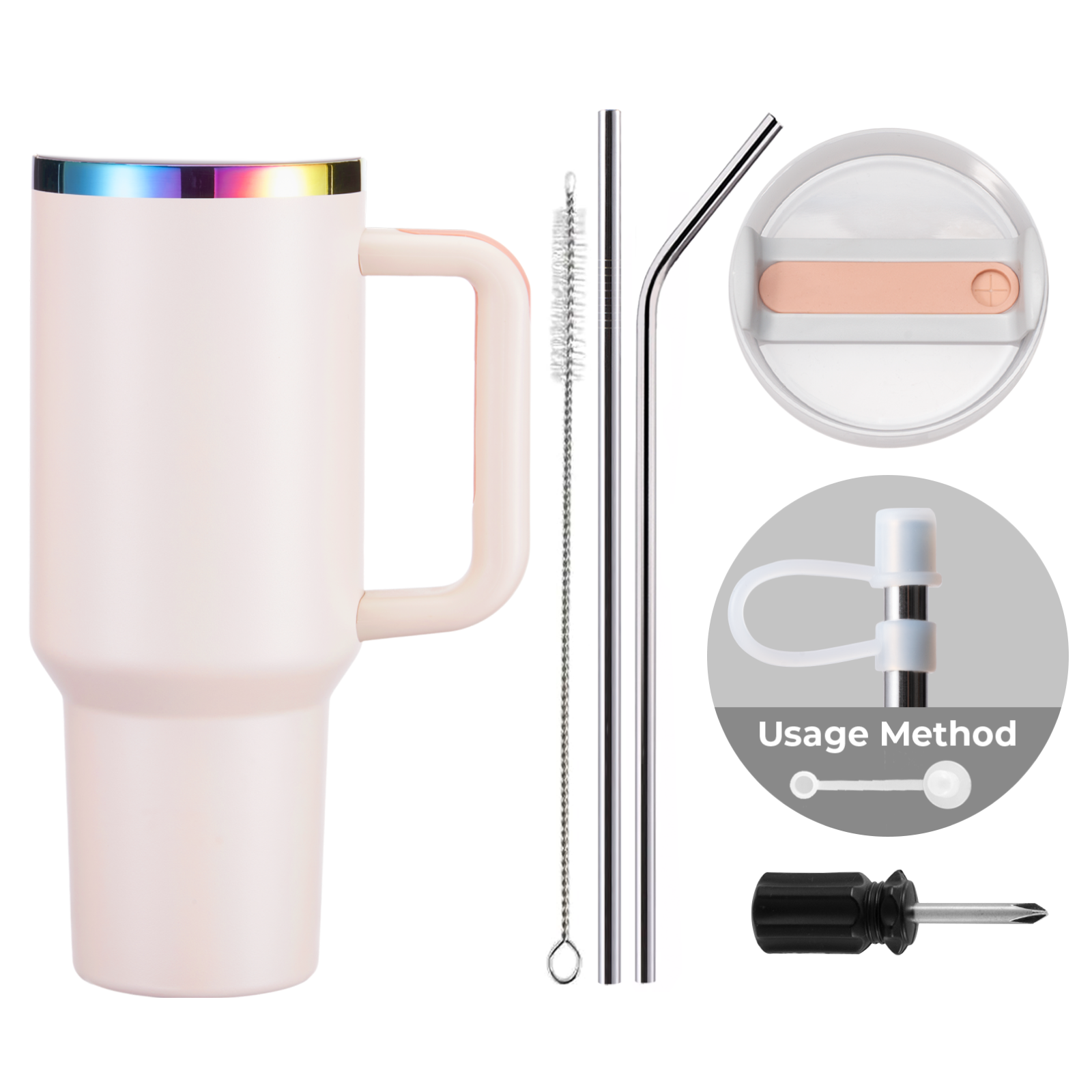 Gobelet en acier inoxydable de 40oz avec poignée amovible