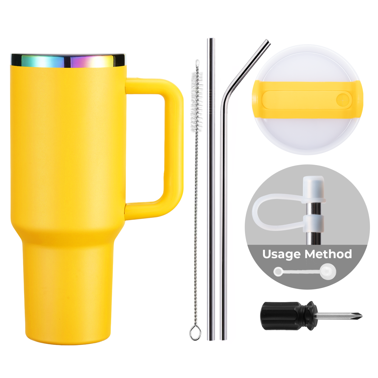 Gobelet en acier inoxydable de 40oz avec poignée amovible