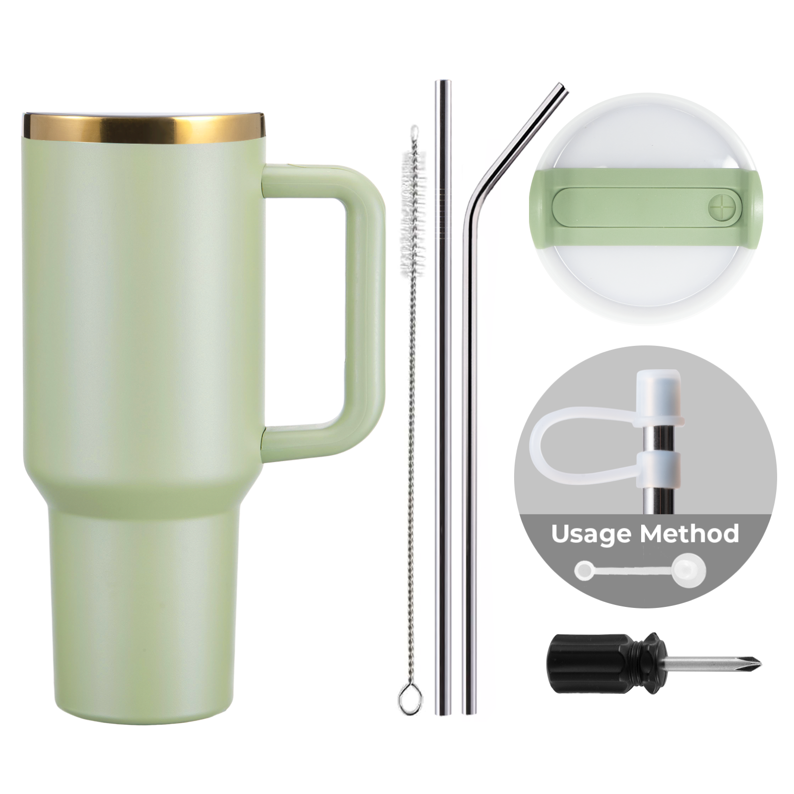 Gobelet en acier inoxydable de 40oz avec poignée amovible