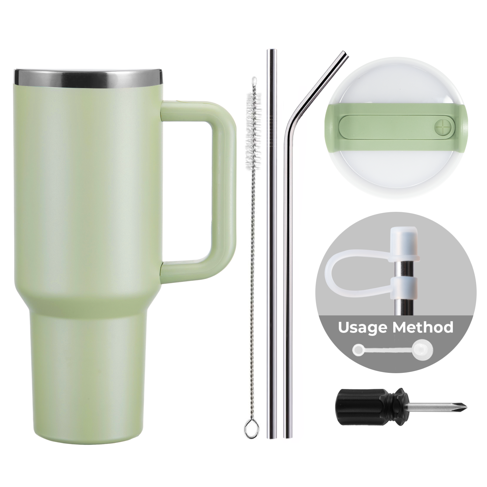 Gobelet en acier inoxydable de 40oz avec poignée amovible