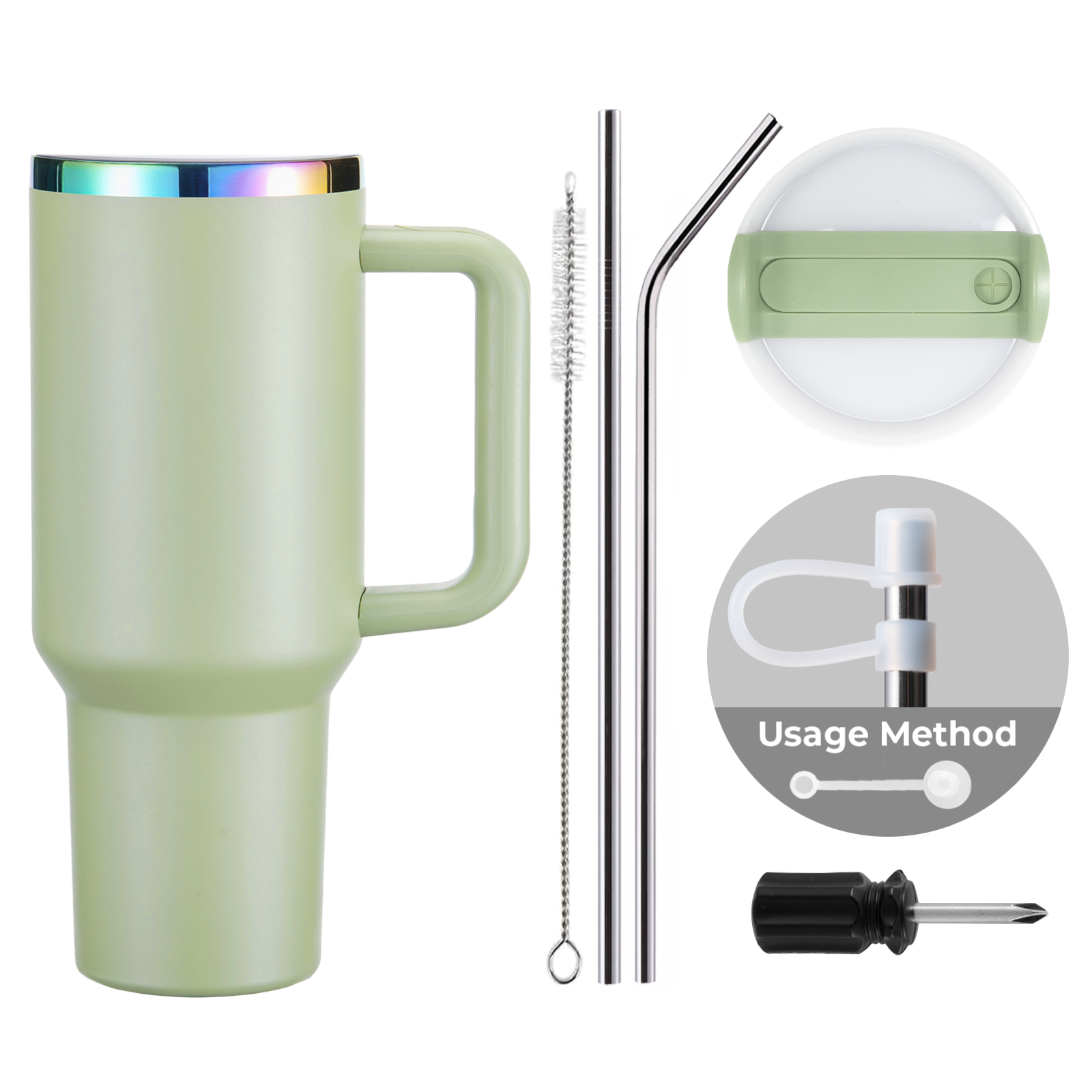 Gobelet en acier inoxydable de 40oz avec poignée amovible