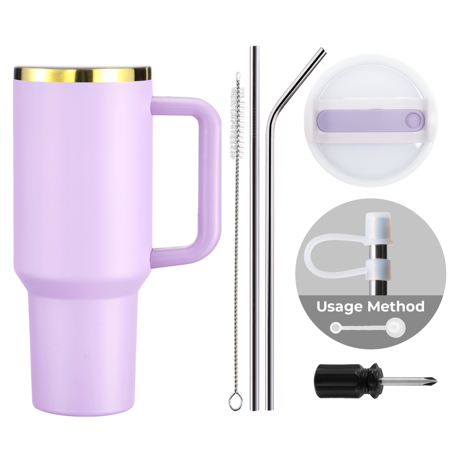 Gobelet en acier inoxydable de 40oz avec poignée amovible