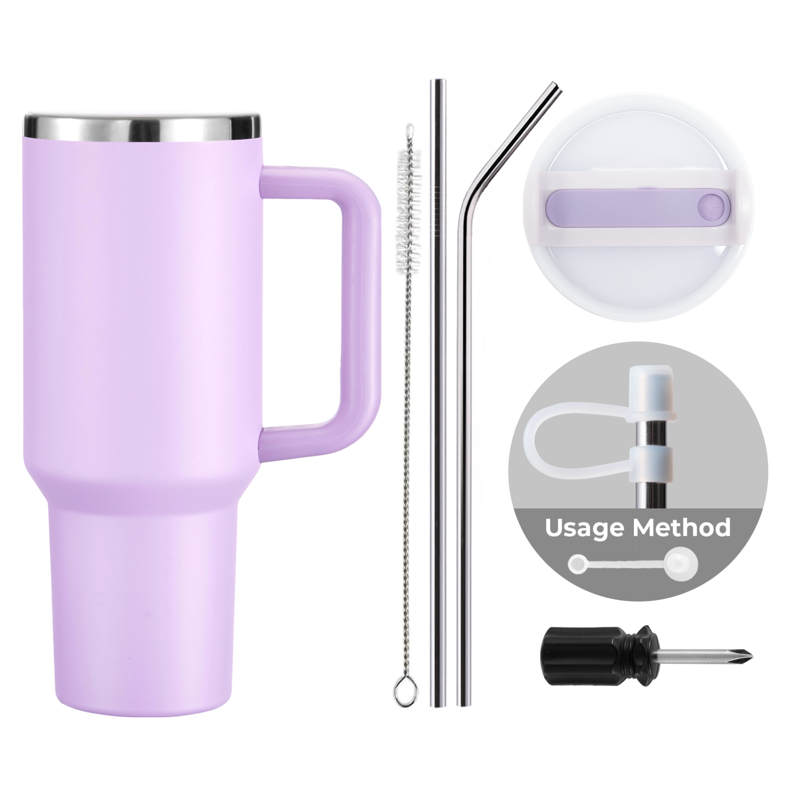 Gobelet en acier inoxydable de 40oz avec poignée amovible
