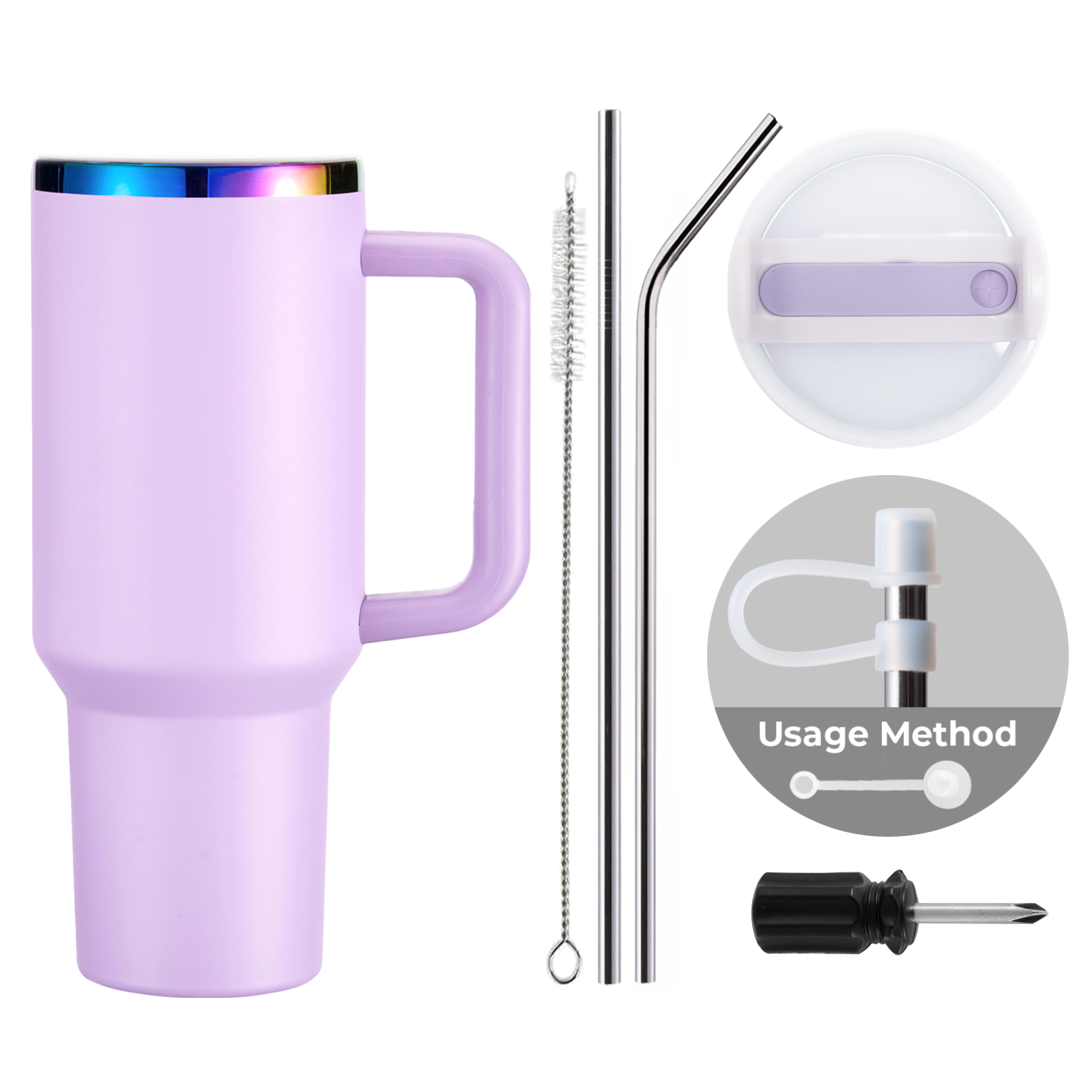 Gobelet en acier inoxydable de 40oz avec poignée amovible