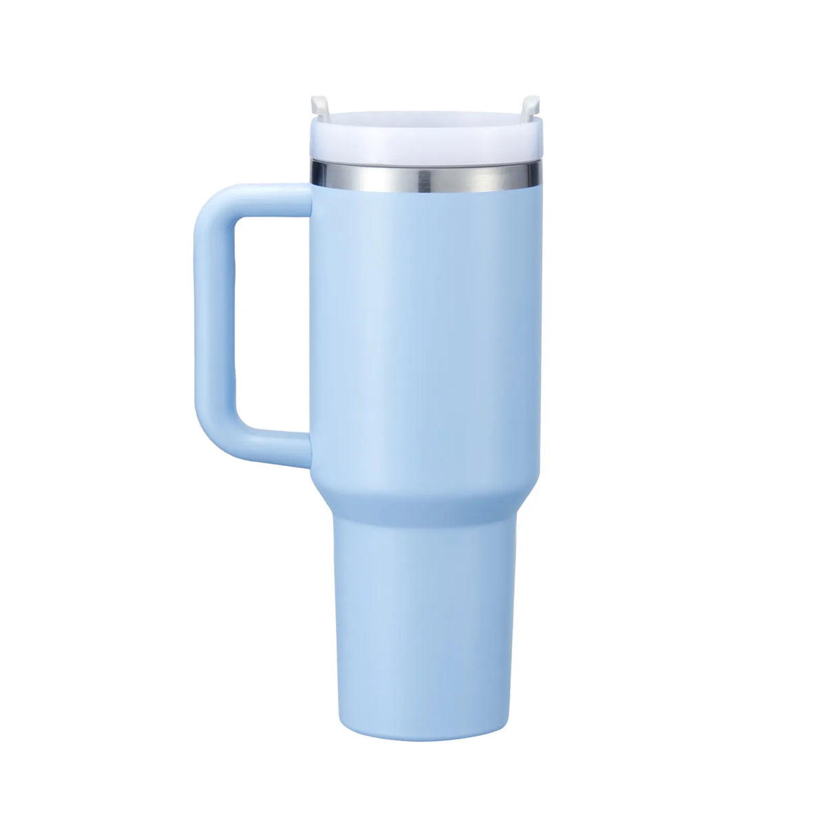 Gobelet en acier inoxydable bleu pastel à argent phosphorescent avec poignée amovible (1,18 L)