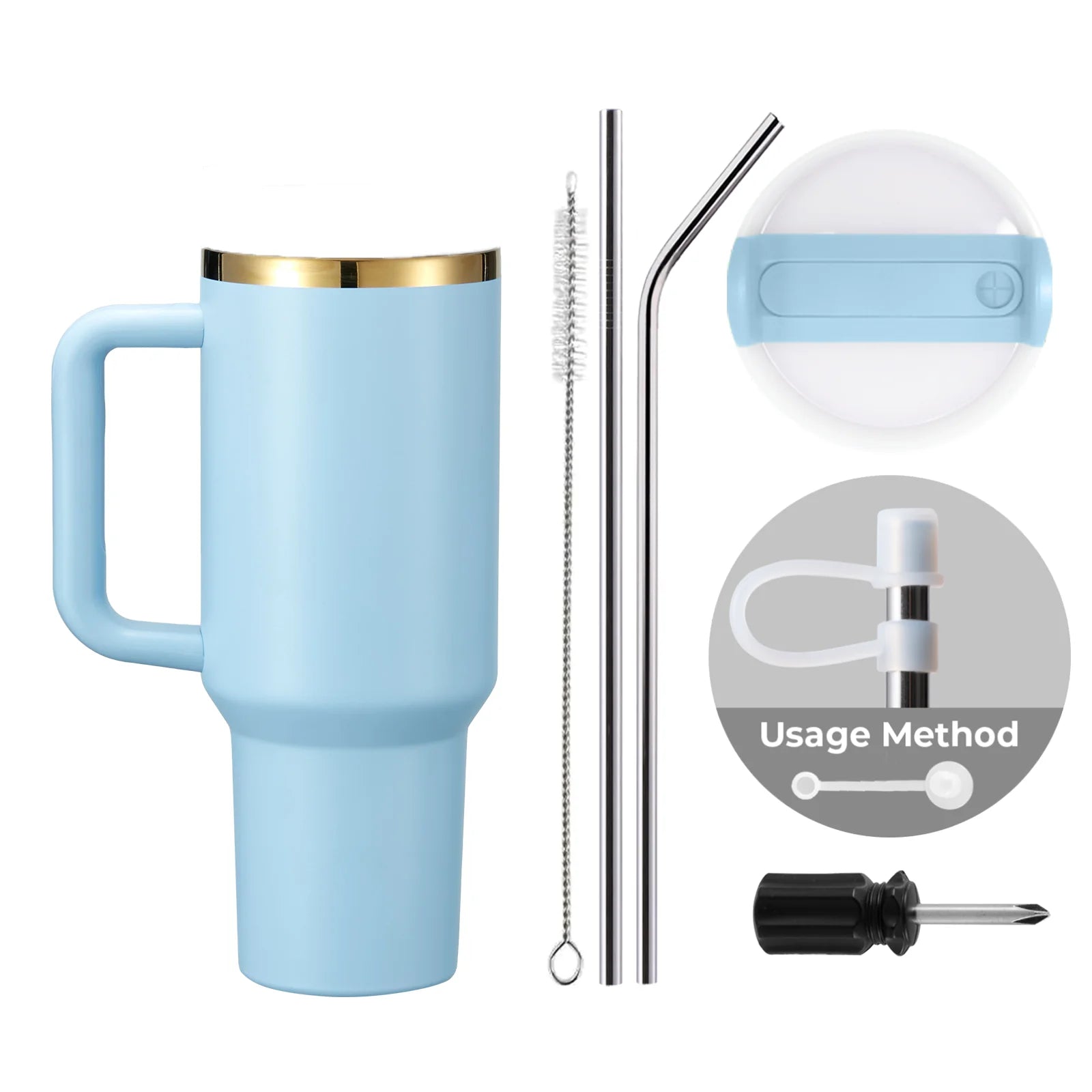 Gobelet en acier inoxydable de 40oz avec poignée amovible