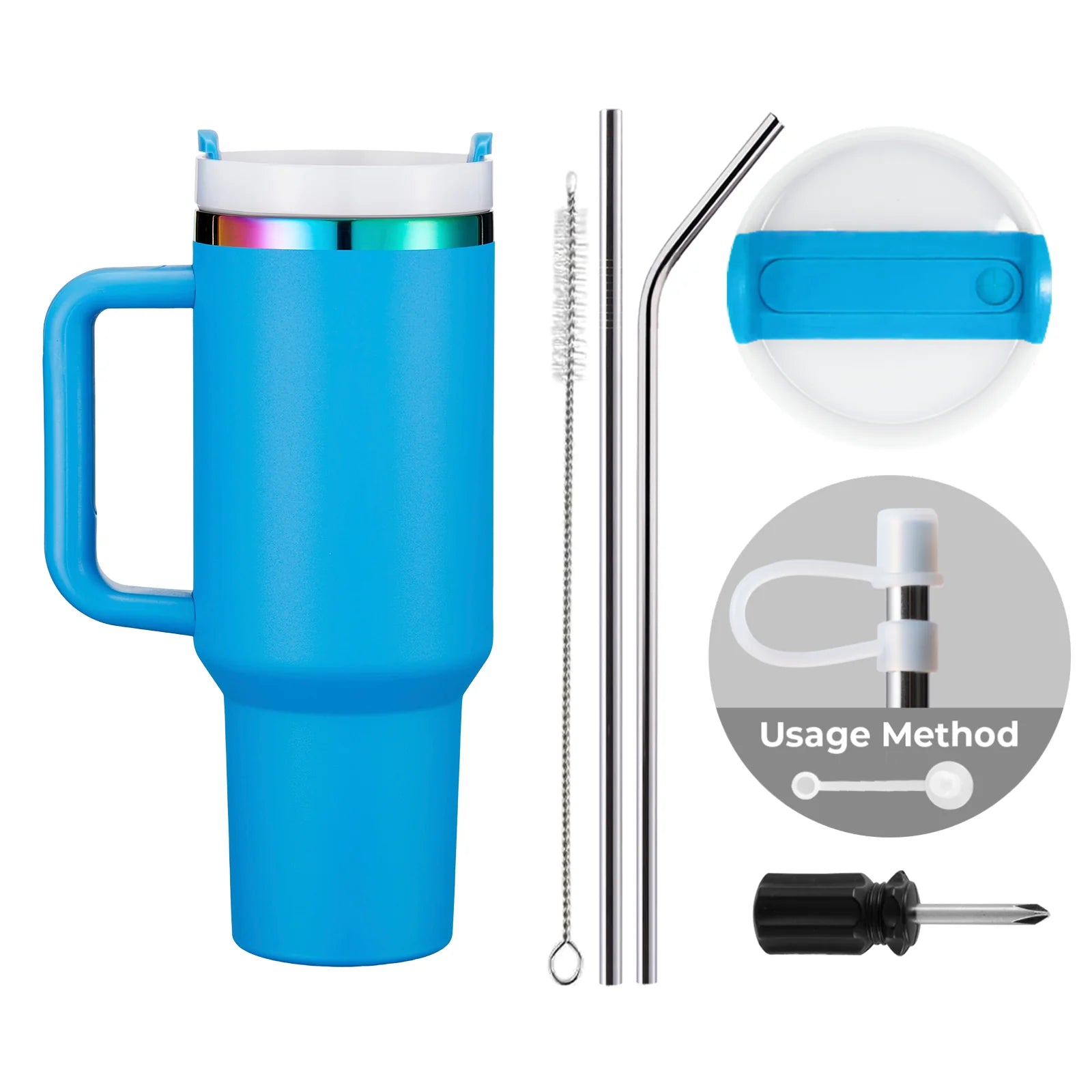Gobelet en acier inoxydable de 40oz avec poignée amovible