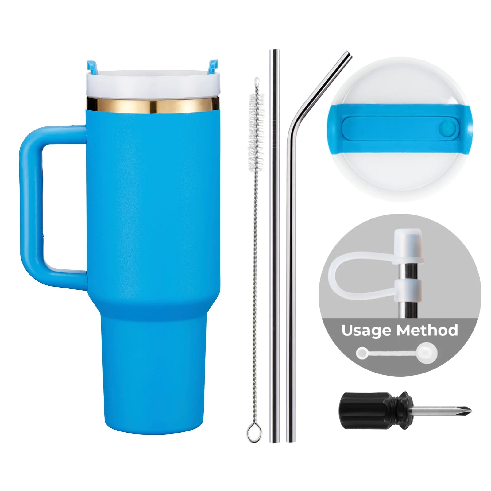 Gobelet en acier inoxydable de 40oz avec poignée amovible