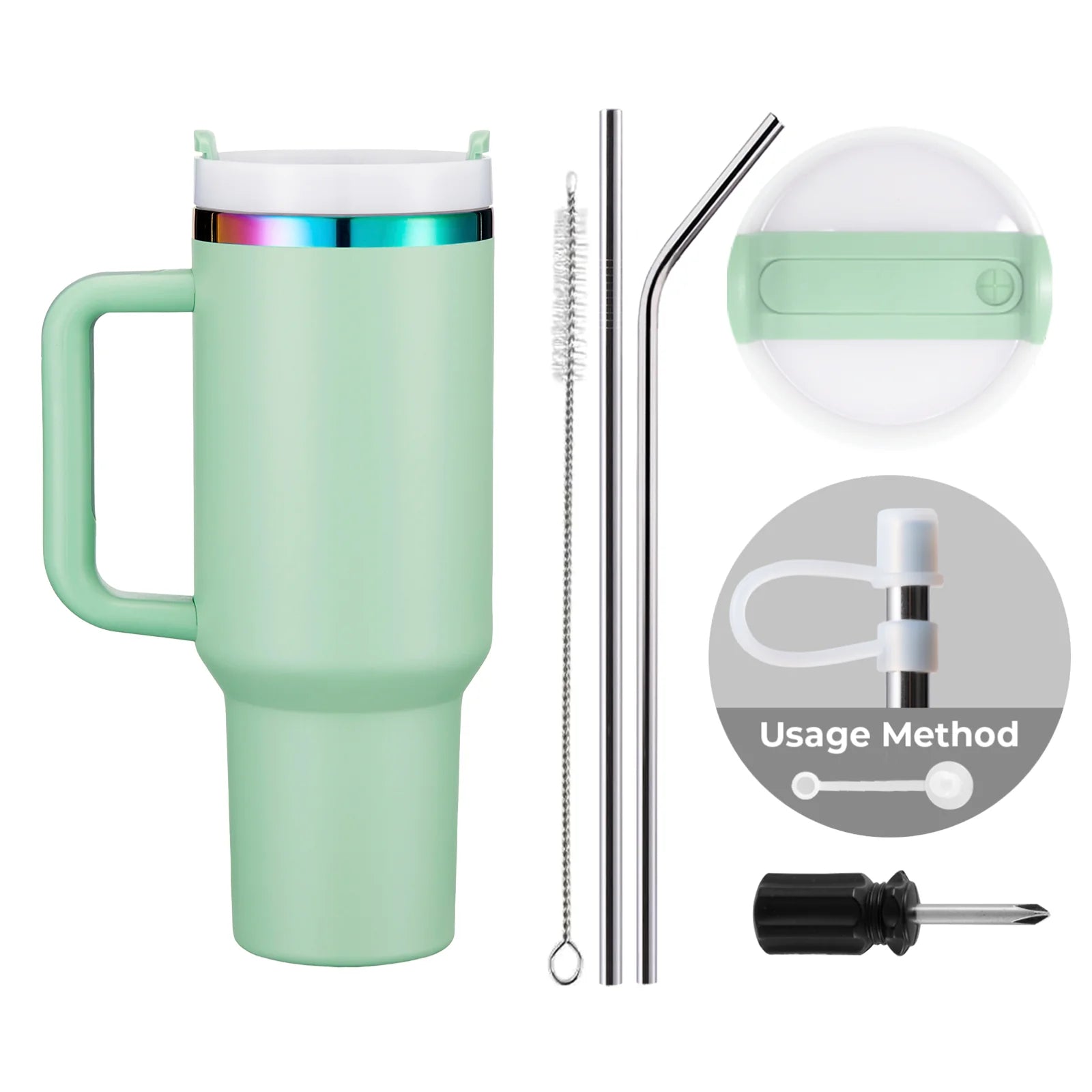 Gobelet en acier inoxydable de 40oz avec poignée amovible