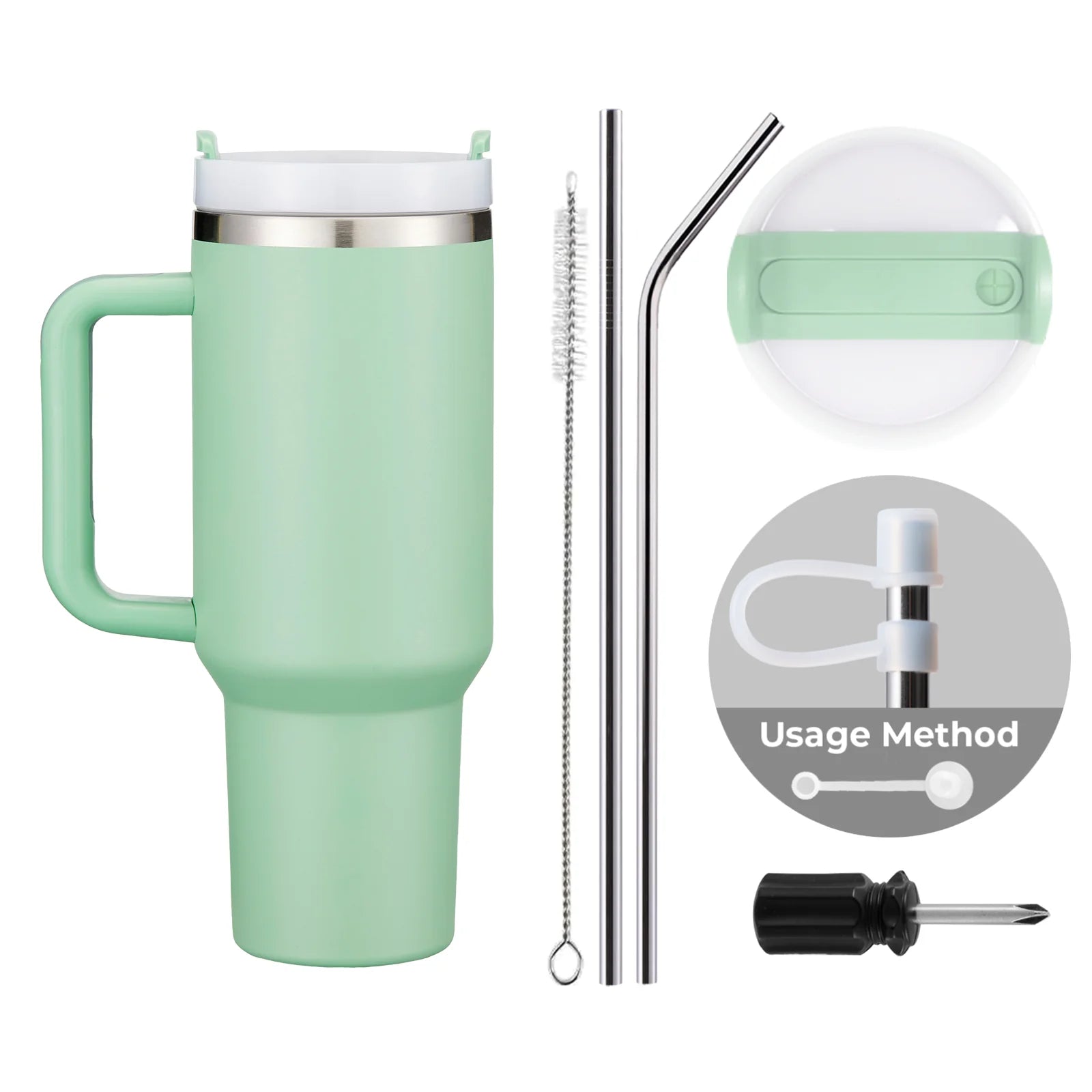 Gobelet en acier inoxydable de 40oz avec poignée amovible