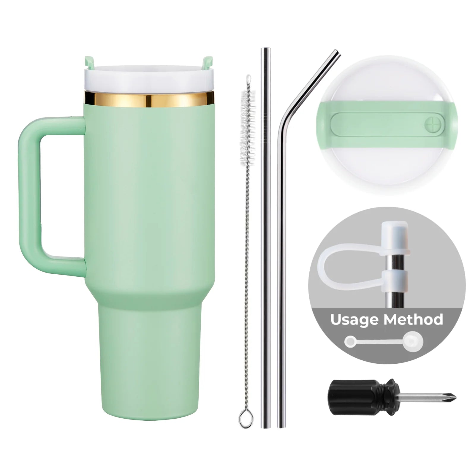 Gobelet en acier inoxydable de 40oz avec poignée amovible