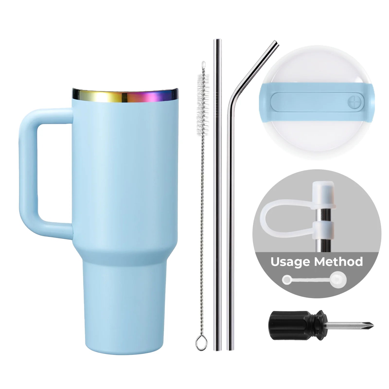 Gobelet en acier inoxydable de 40oz avec poignée amovible