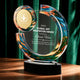 Trophée en cristal K5 à tourbillon coloré avec socle en marbre