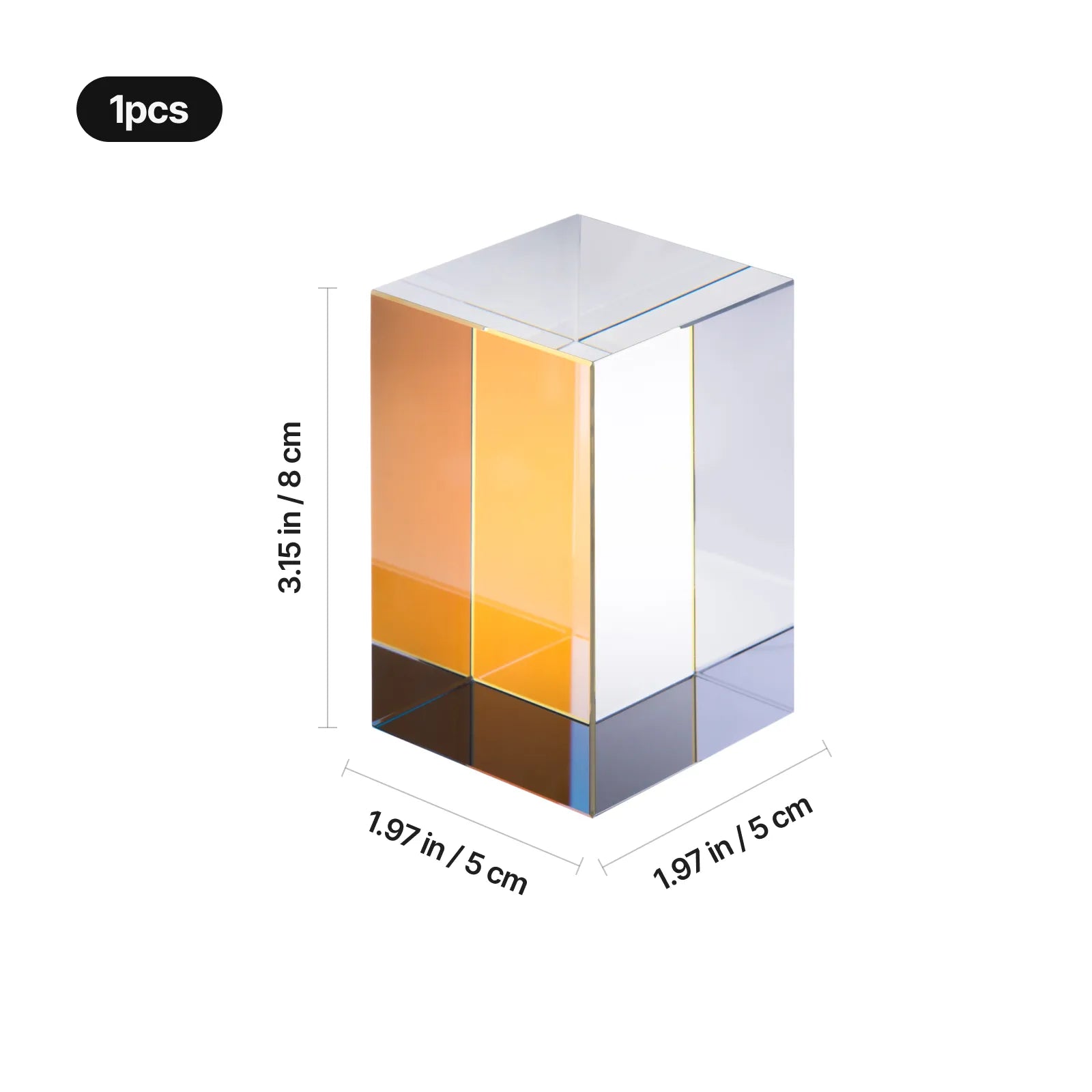 Double sided iridescent rectangular k9 crystal 04