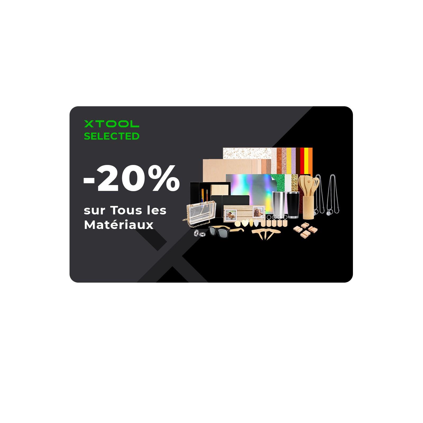 Carte de réduction de 20% sur les matériaux sélectionnés xTool - xTool France Store