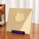 Plaque de récompense en métal doré mat avec miroir chat et socle violet (1 pc)