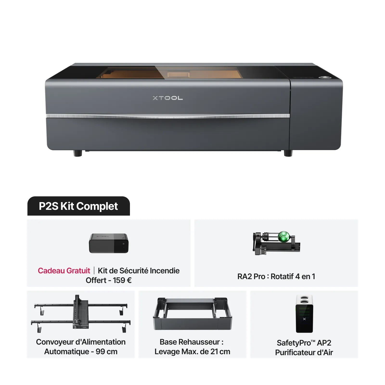 xTool P2S - Découpeur Laser CO2 de Bureau Polyvalent et Intelligent de 55W