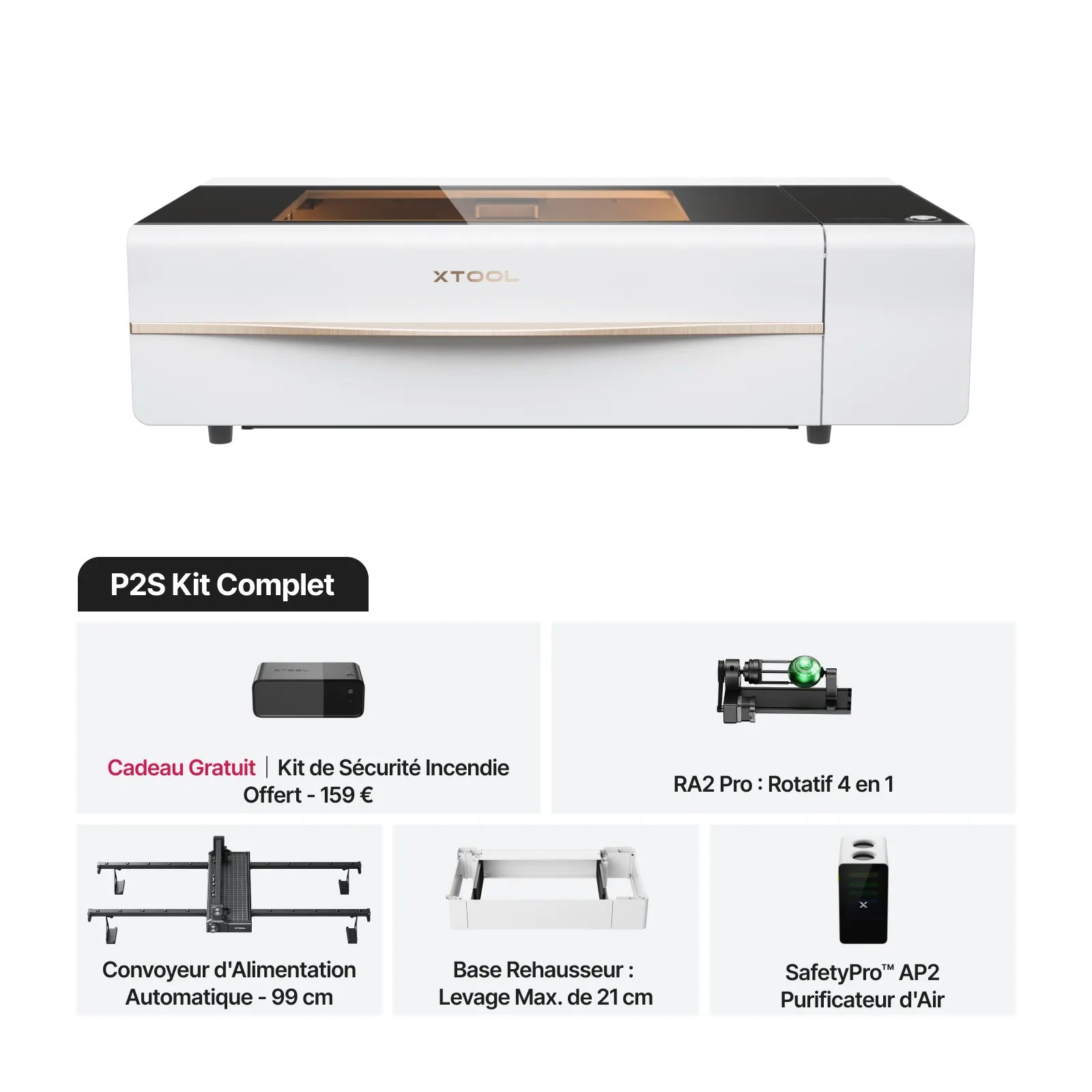 xTool P2S - Découpeur Laser CO2 de Bureau Polyvalent et Intelligent de 55W