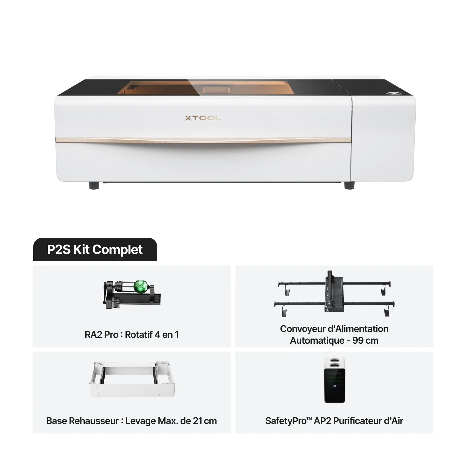 xTool P2S - Découpeur Laser CO2 de Bureau Polyvalent et Intelligent de 55W