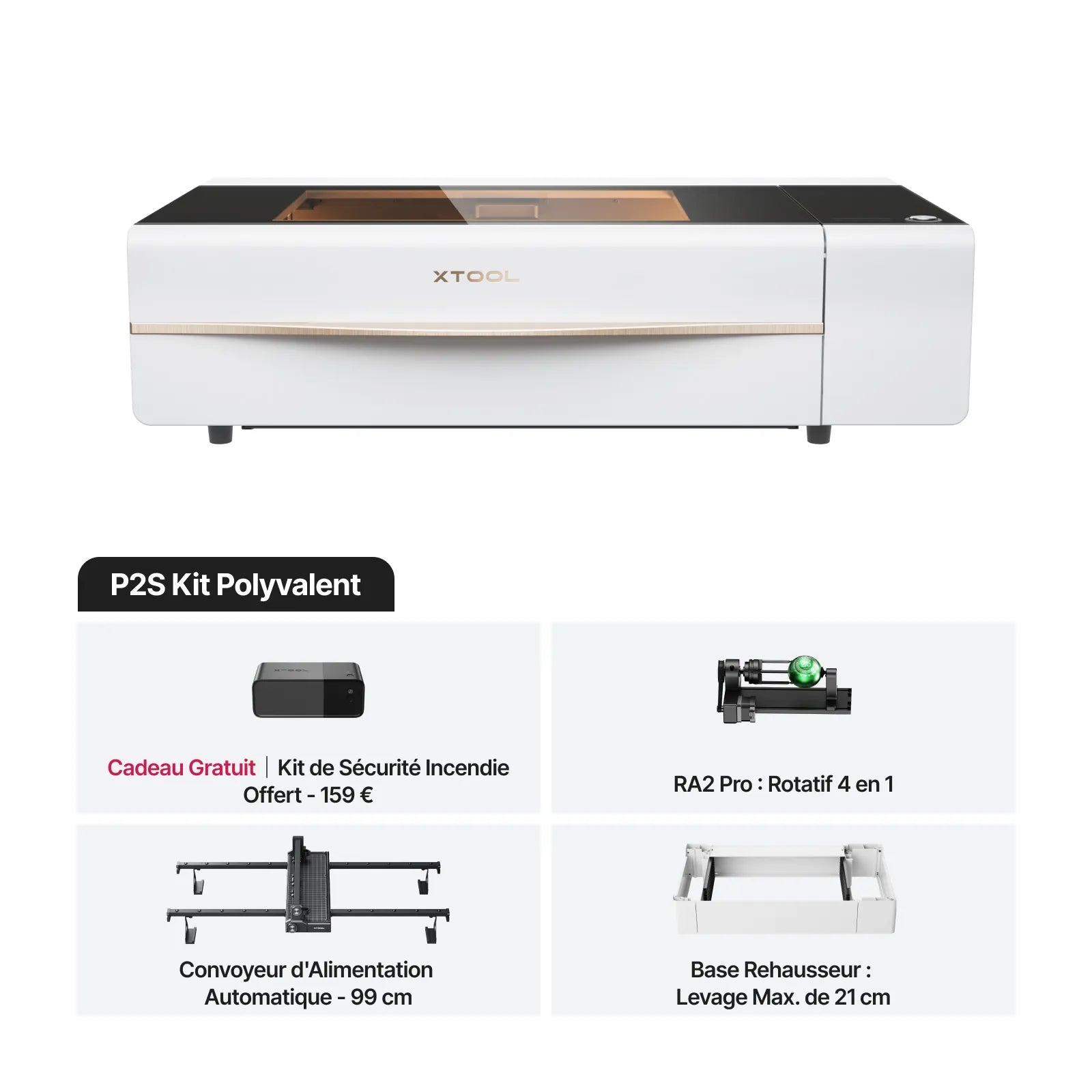 xTool P2S - Découpeur Laser CO2 de Bureau Polyvalent et Intelligent de 55W
