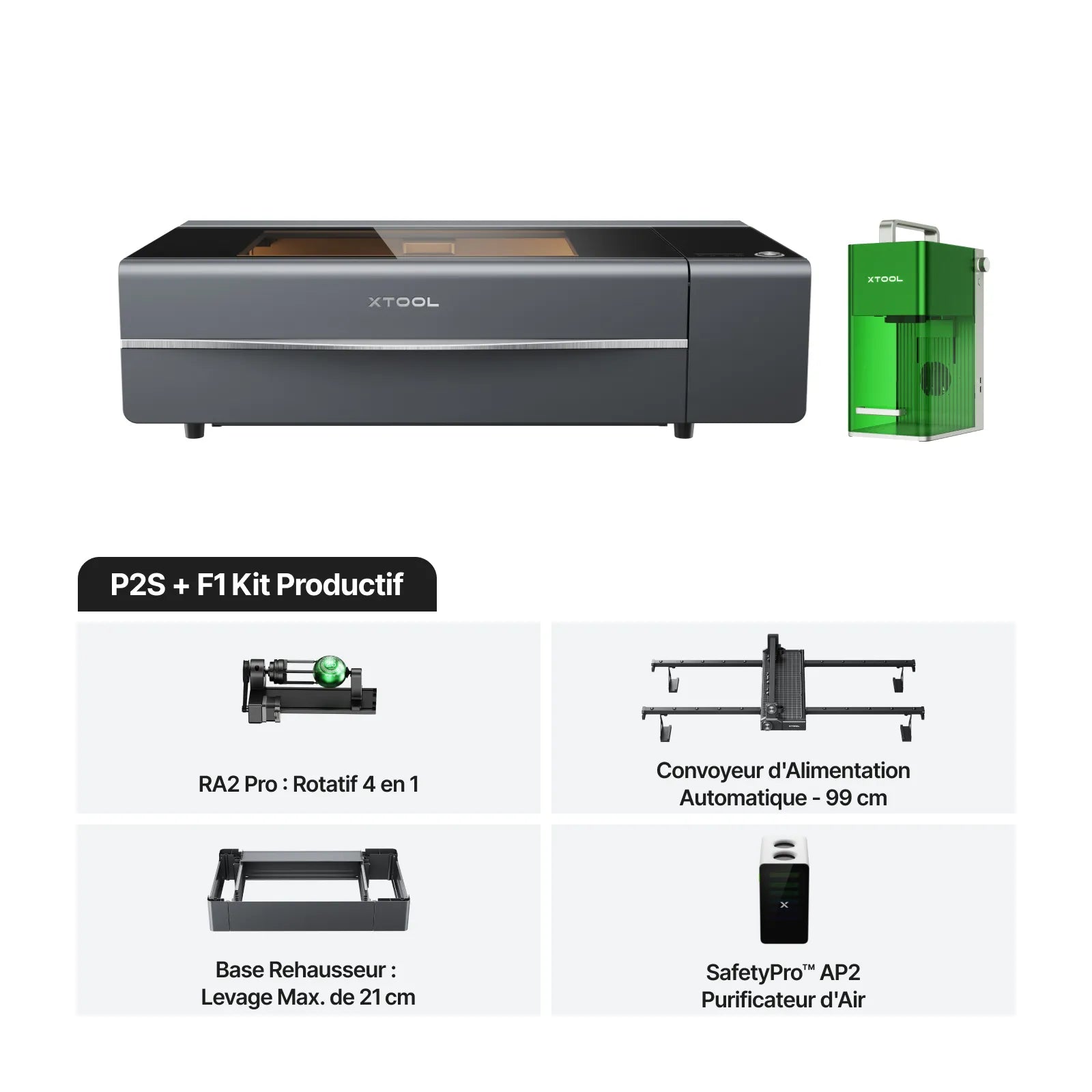 xTool P2S - Découpeur Laser CO2 de Bureau Polyvalent et Intelligent de 55W
