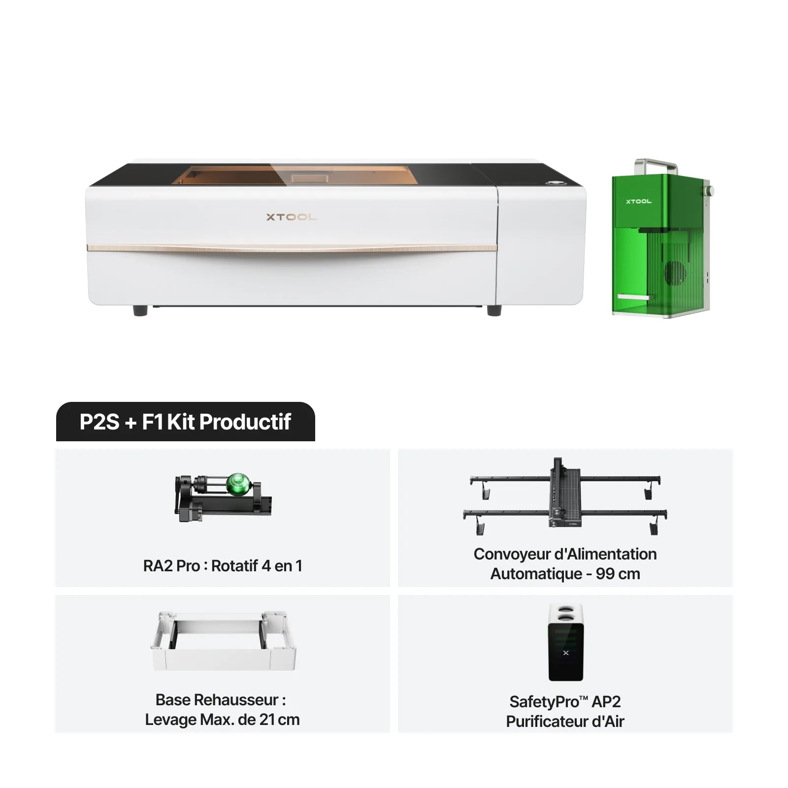 xTool P2S - Découpeur Laser CO2 de Bureau Polyvalent et Intelligent de 55W
