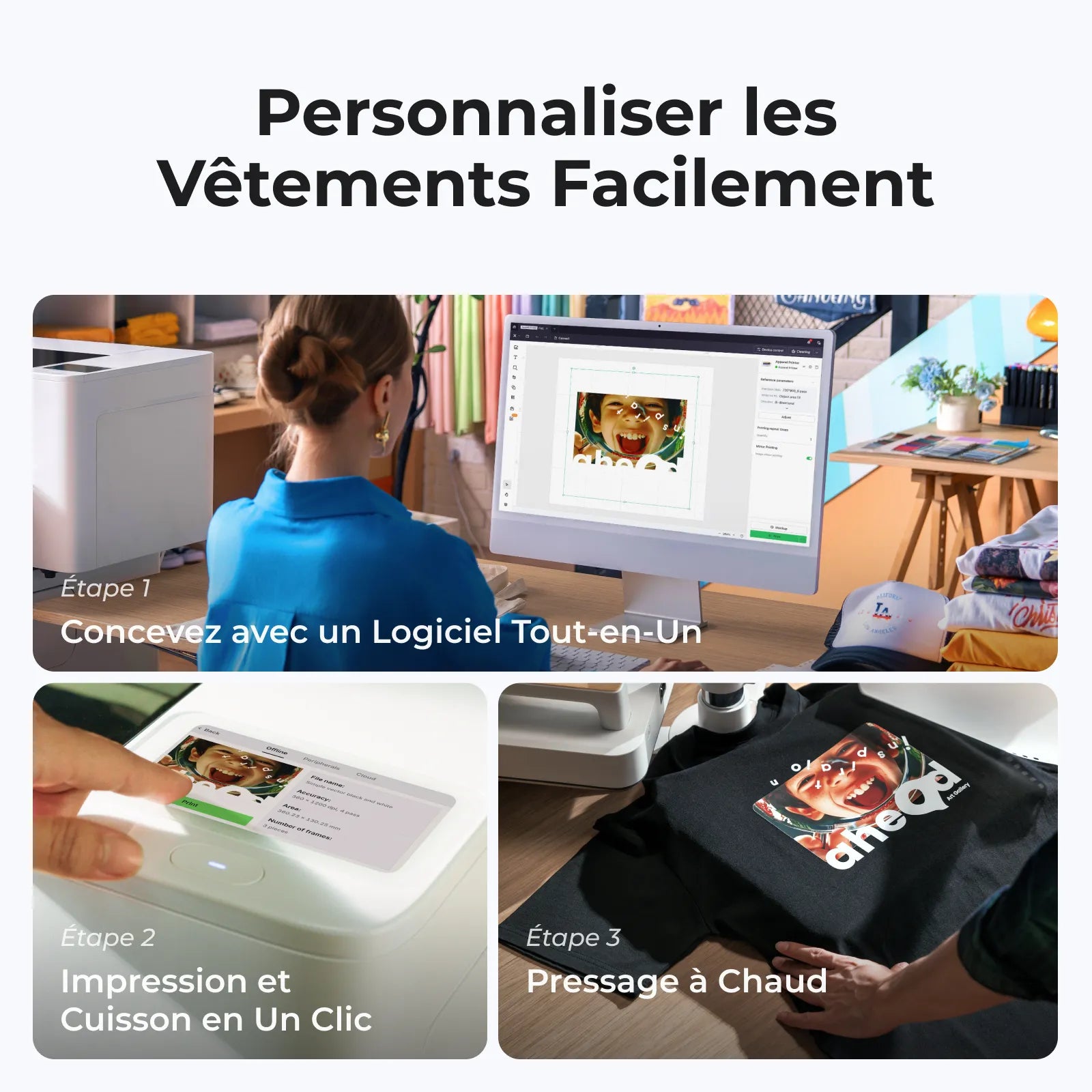 xTool Apparel Printer - Imprimante Textile DTF en un clic, personnalisation pro sans effort