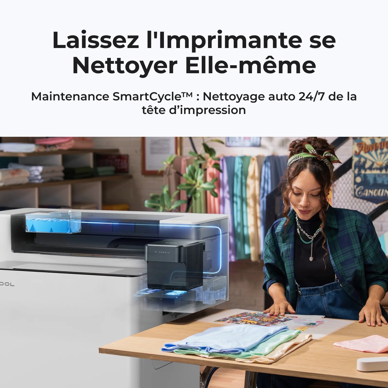 xTool Apparel Printer - Imprimante Textile DTF en un clic, personnalisation pro sans effort